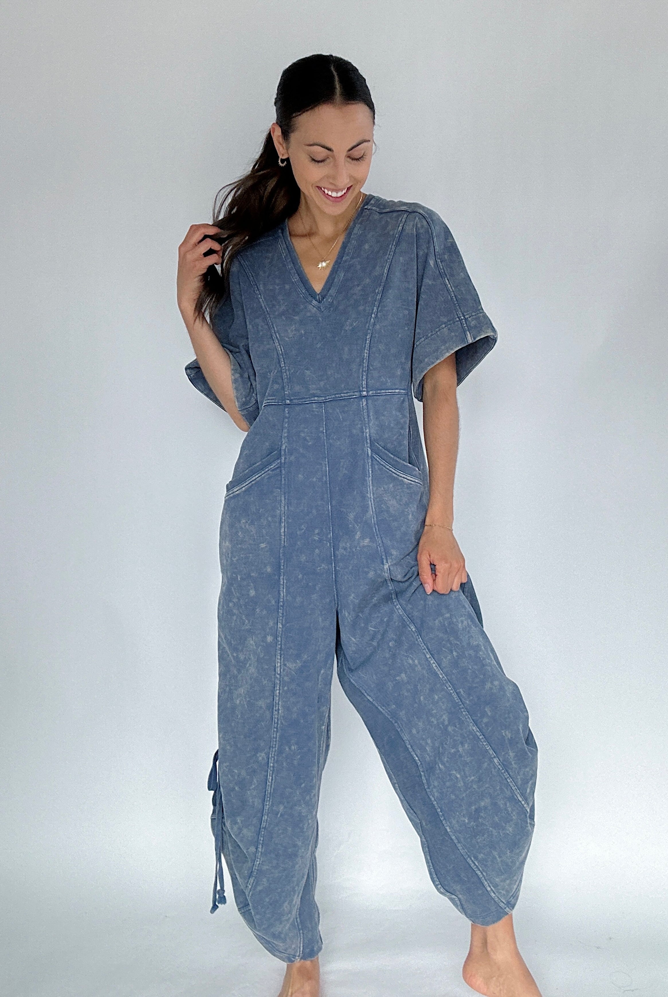 Outbound Jumpsuit Front with legs cinched