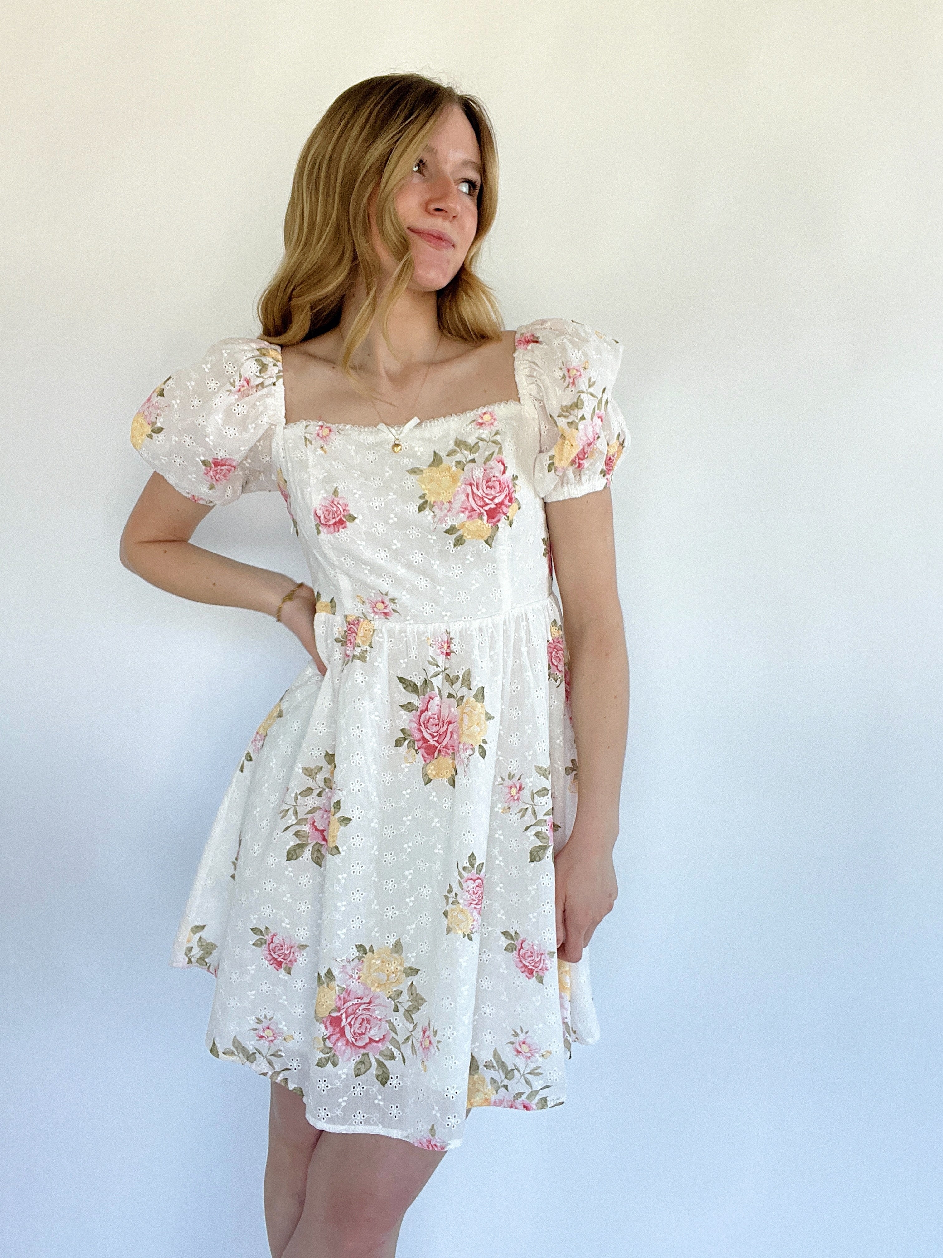 Porter Floral Eyelet Mini Dress