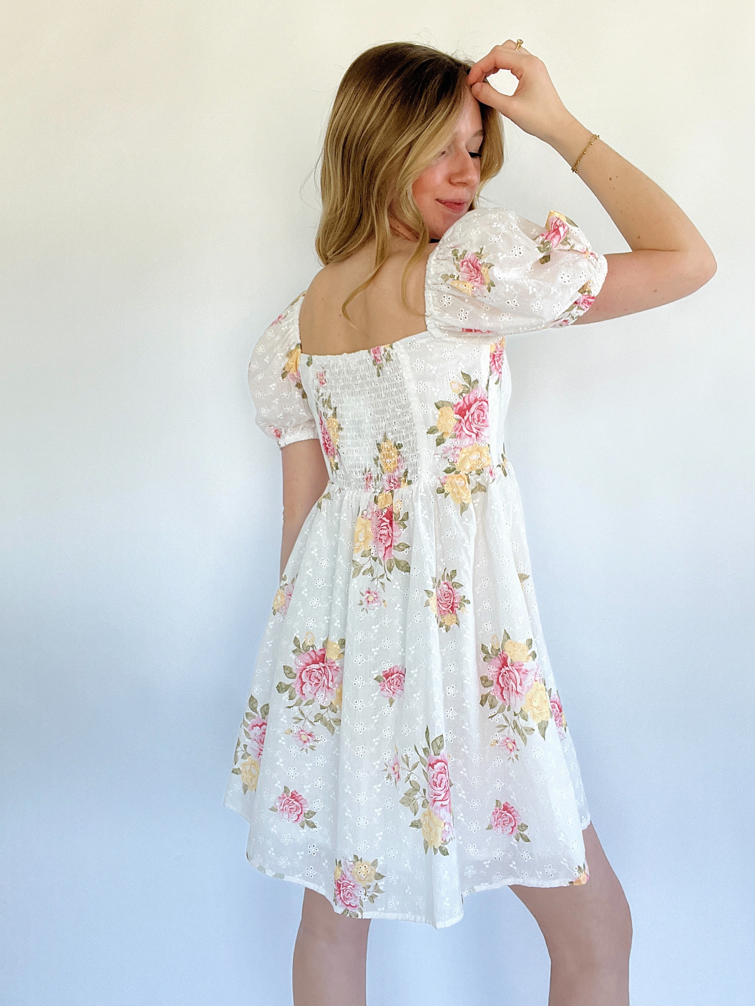 Porter Floral Eyelet Mini Dress Back