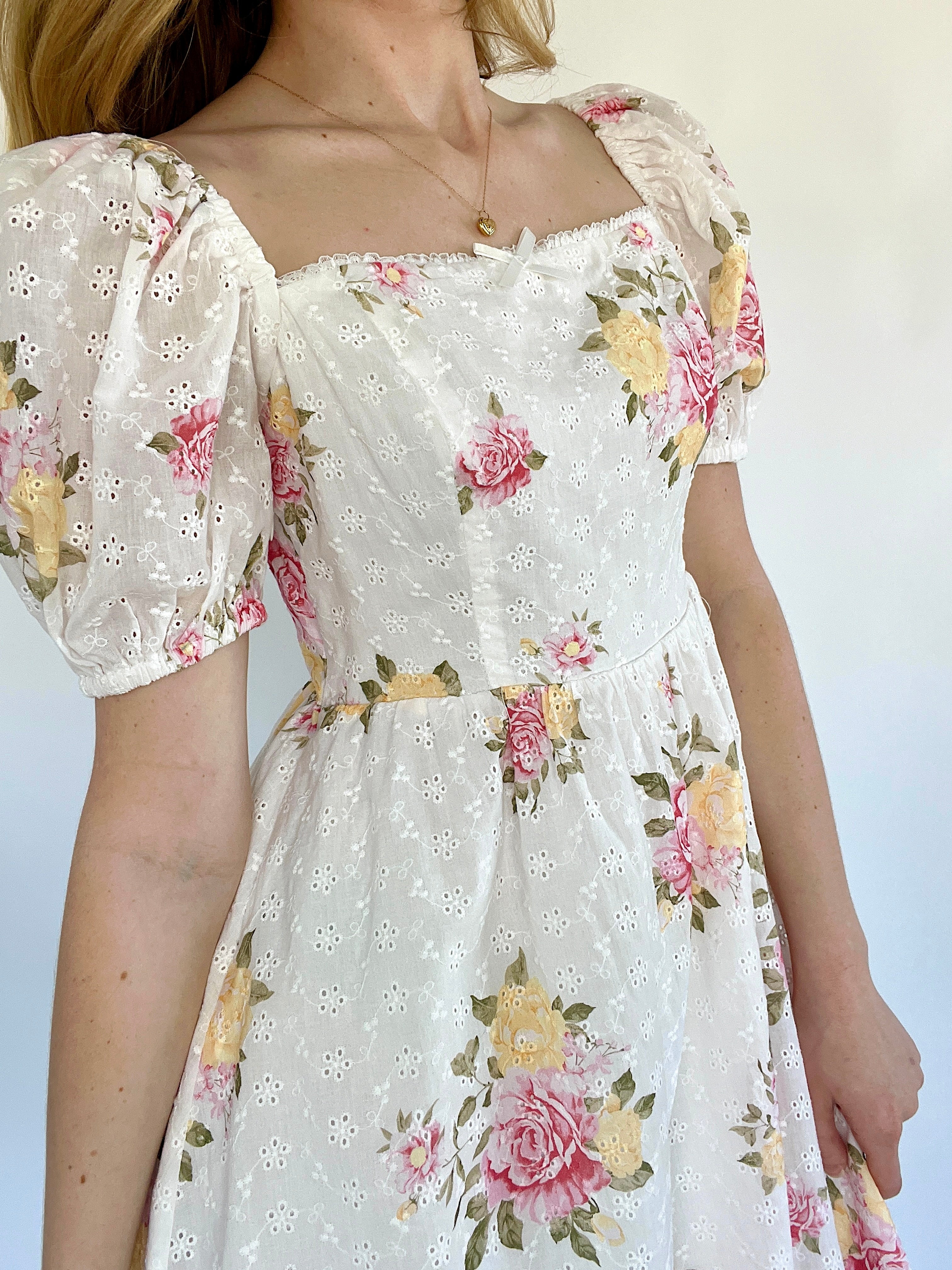 Porter Floral Eyelet Mini Dress Detail