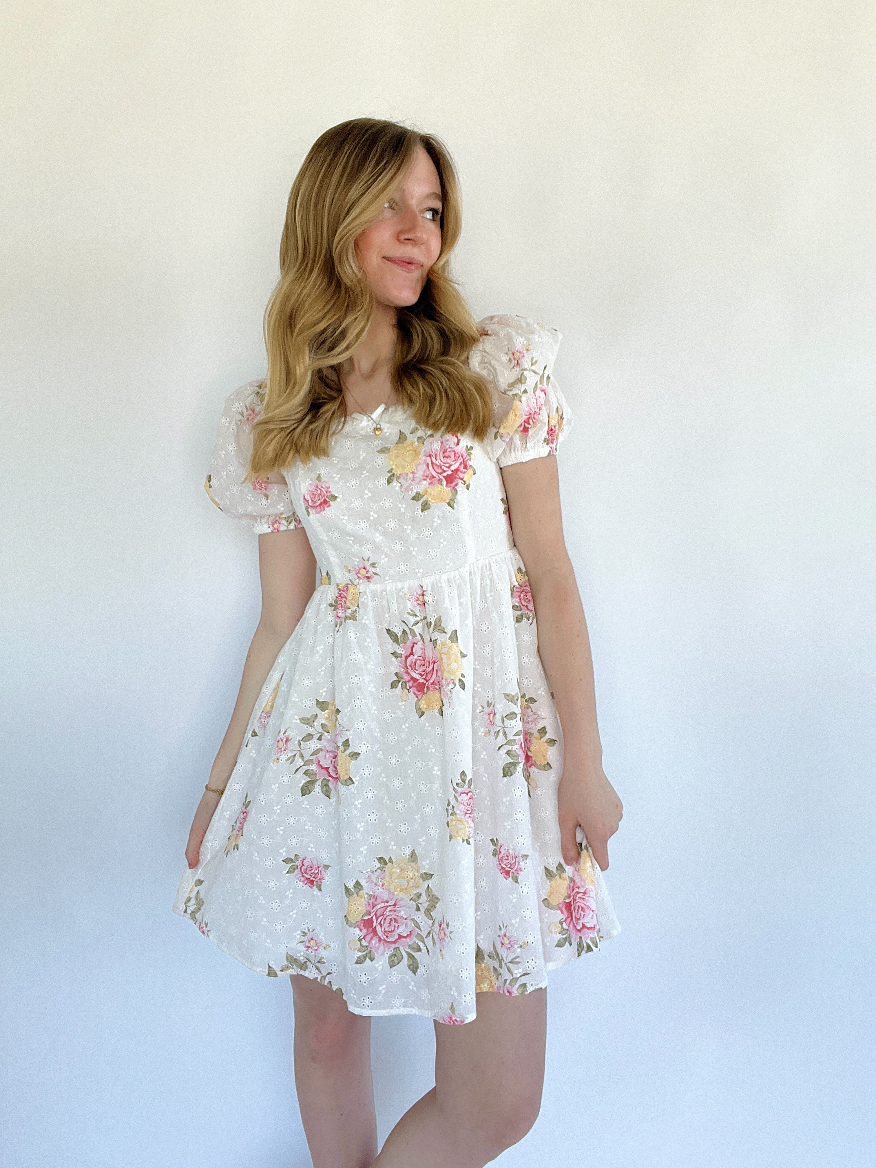 Porter Floral Eyelet Mini Dress Front