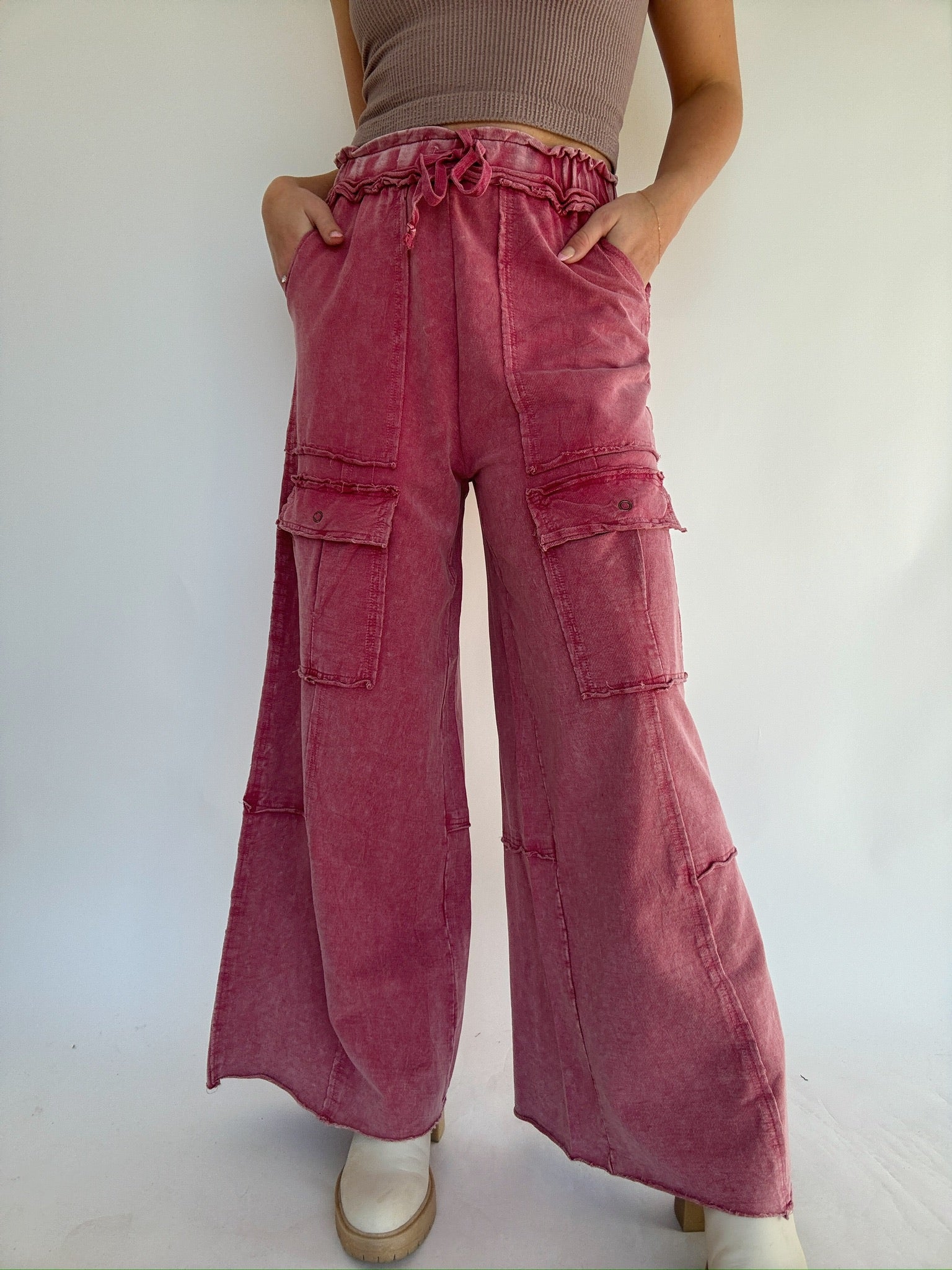 Road Trip Wide Leg Pants Cherry Blossom Front