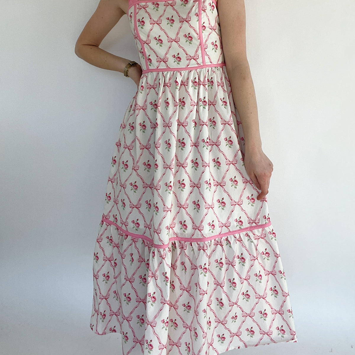 baby bows patchwork midi dress Rosie Pink Bow Midi Dress – Blue Magnolia