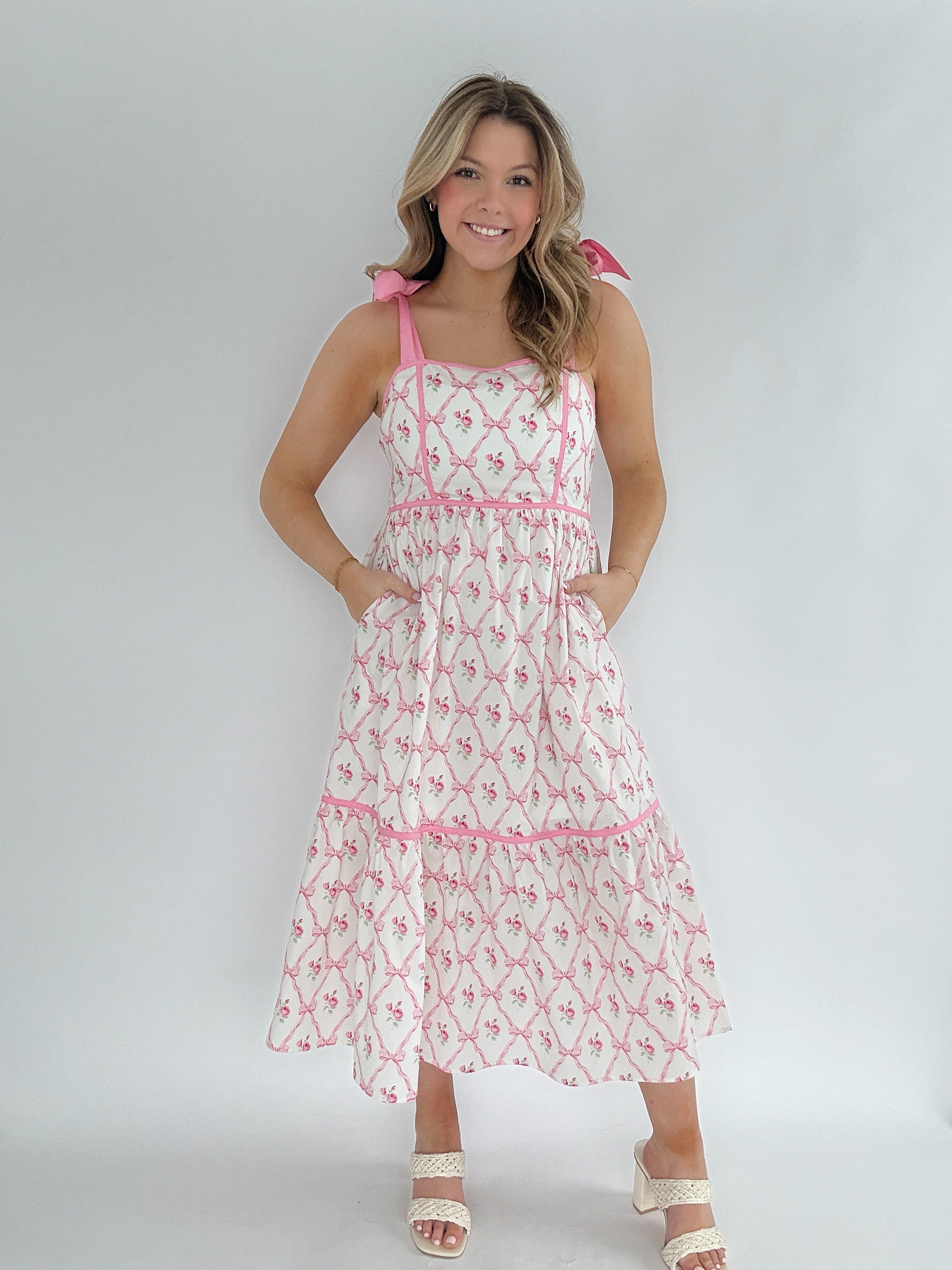 Rosie Pink Bow Dress Front