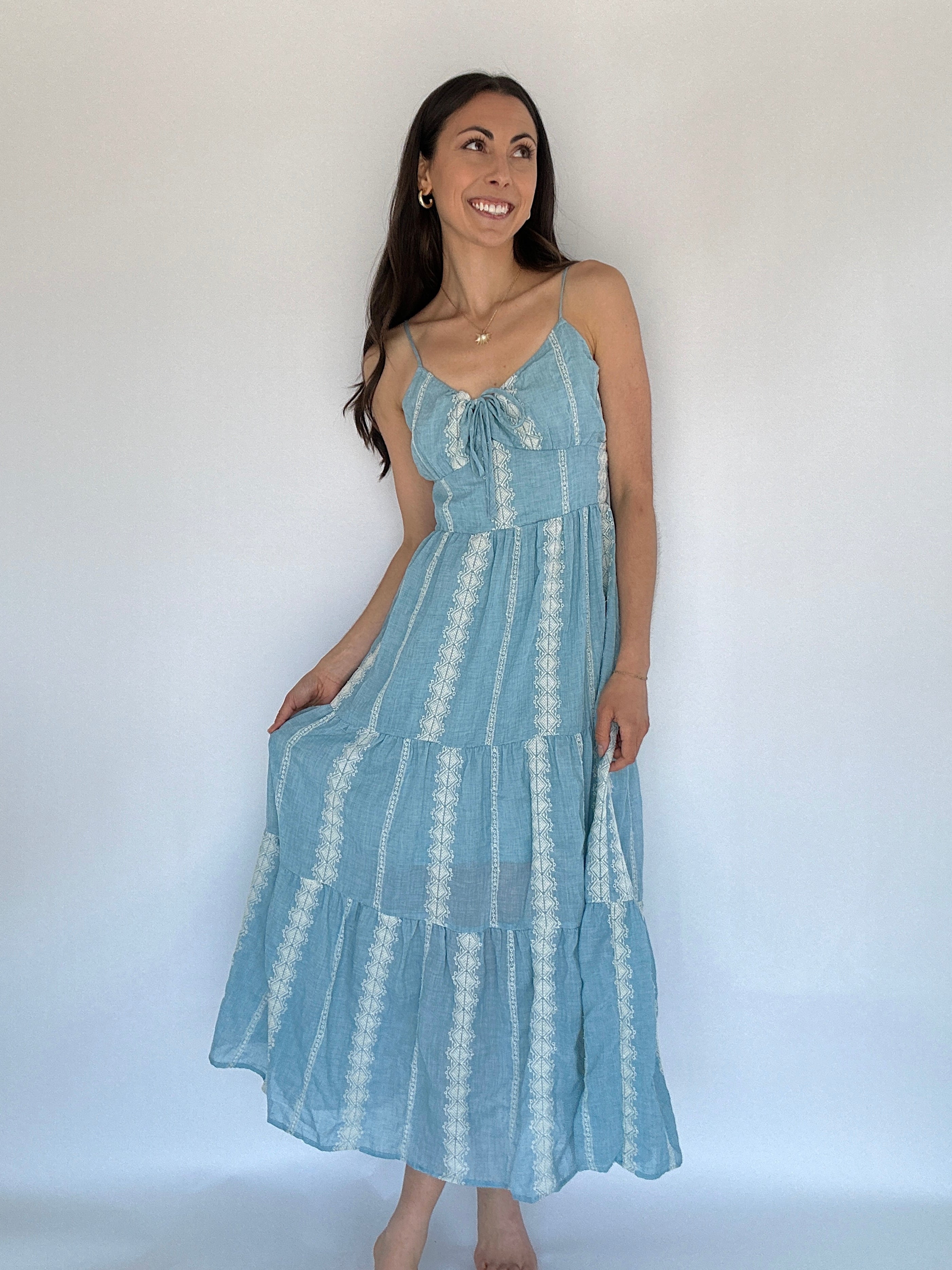 Shayla Embroidered Maxi Dress Front