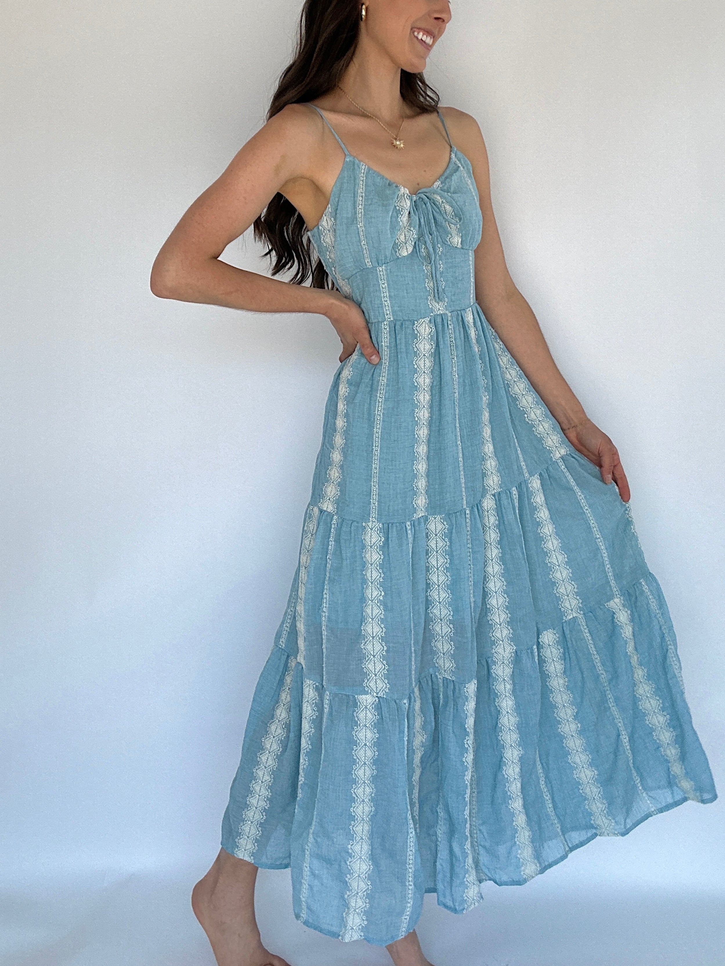 Shayla Embroidered Maxi Dress Side