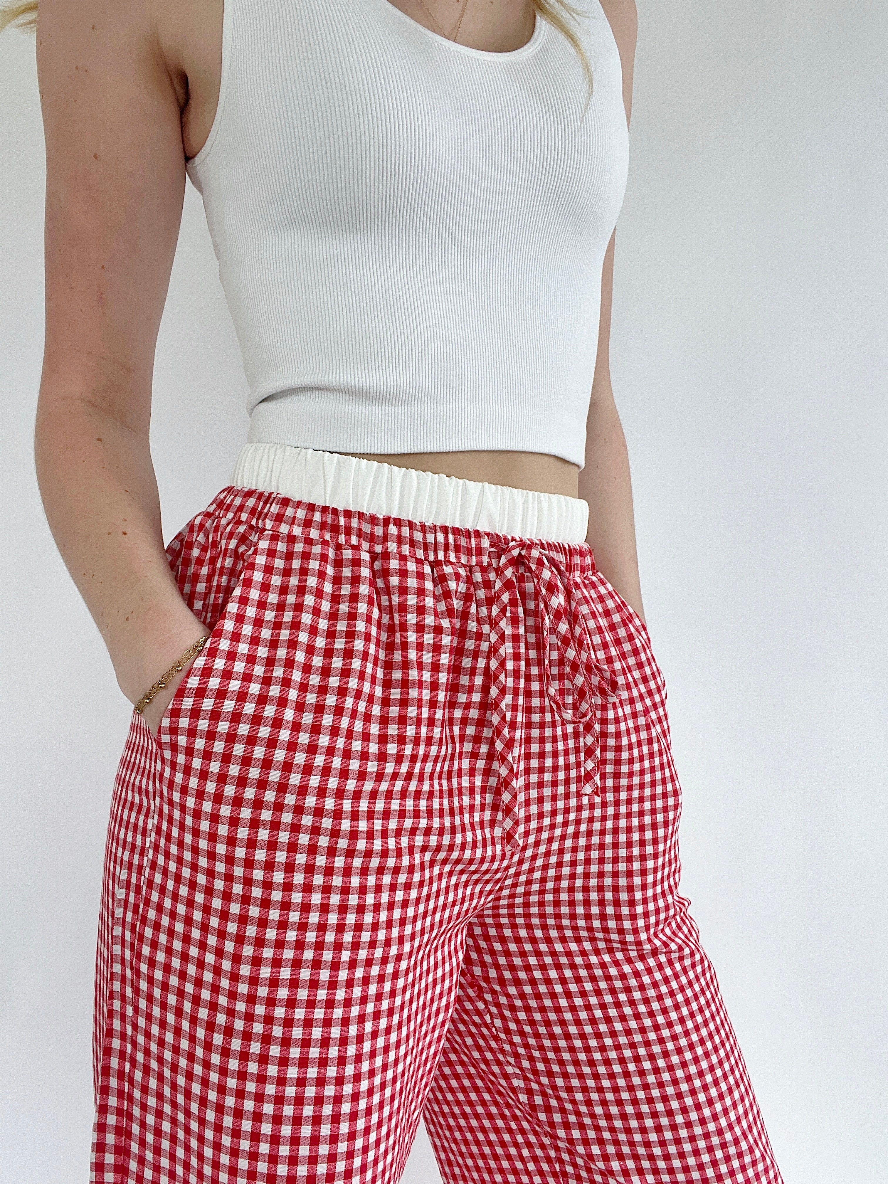 So Much More Boxer Pants Red Pockets