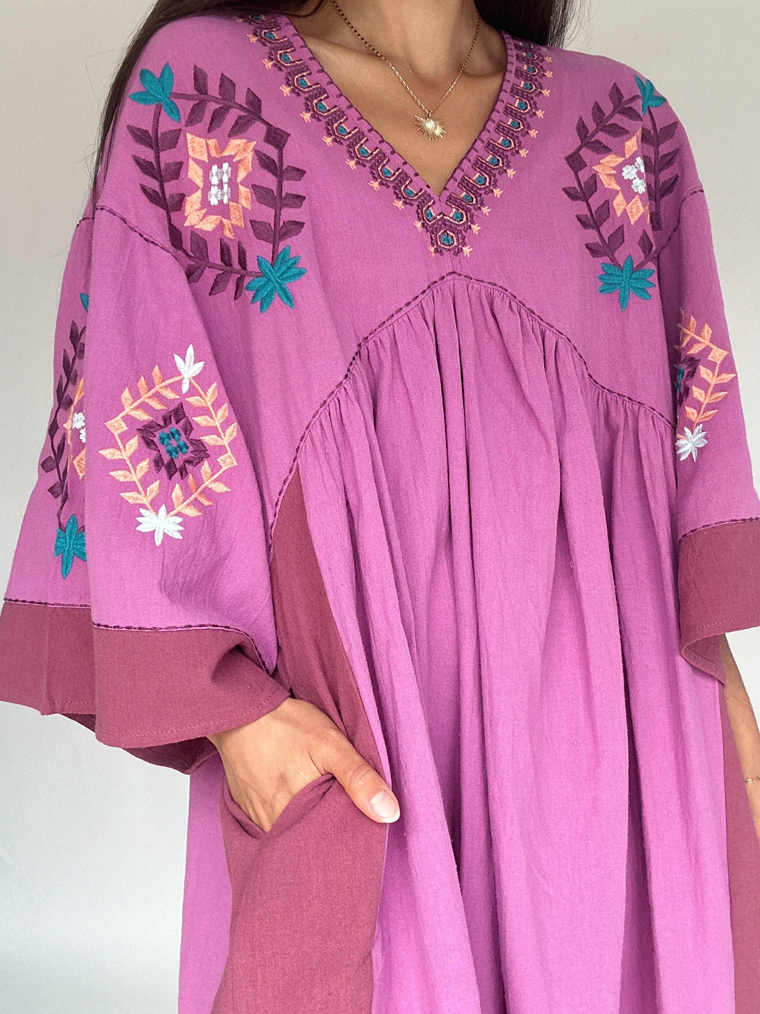 Some Place Far Mini Dress Orchid Detail