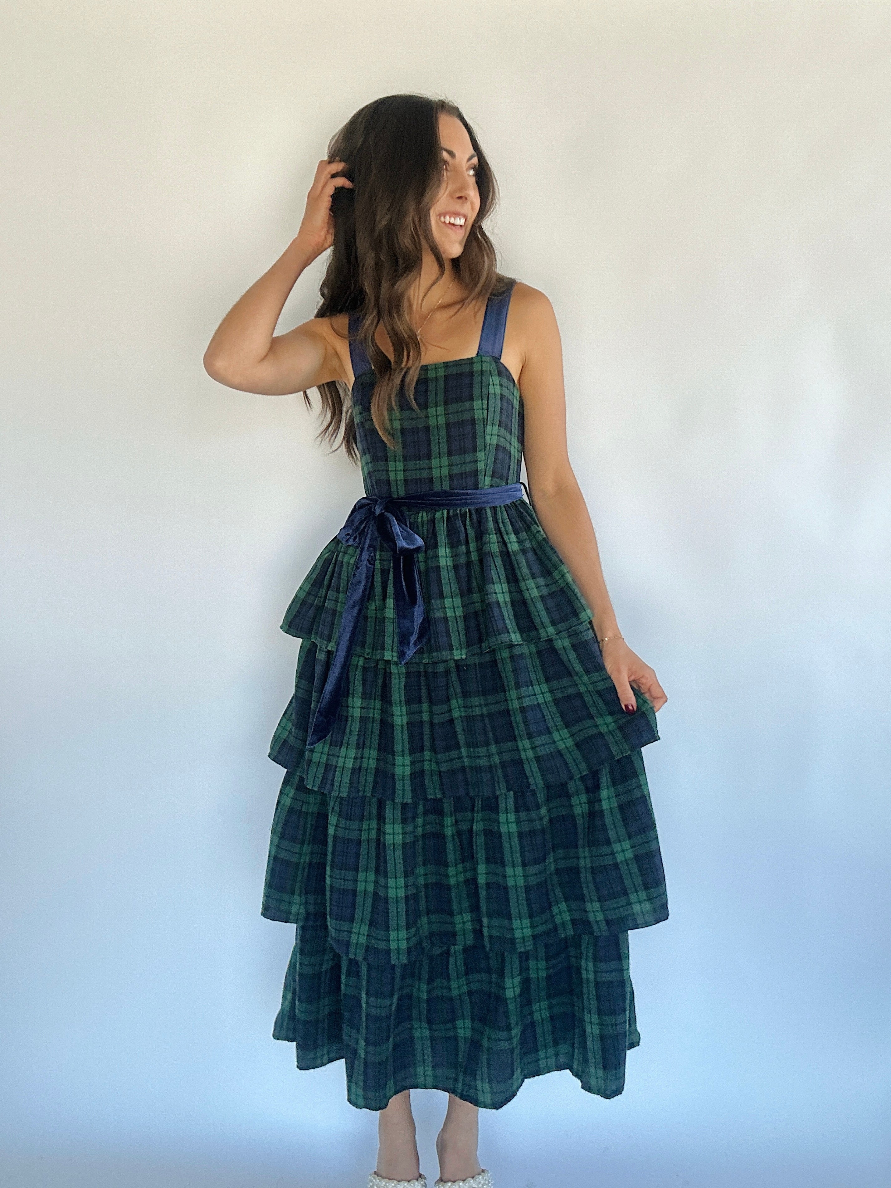 Still The One Plaid Maxi Dress Front