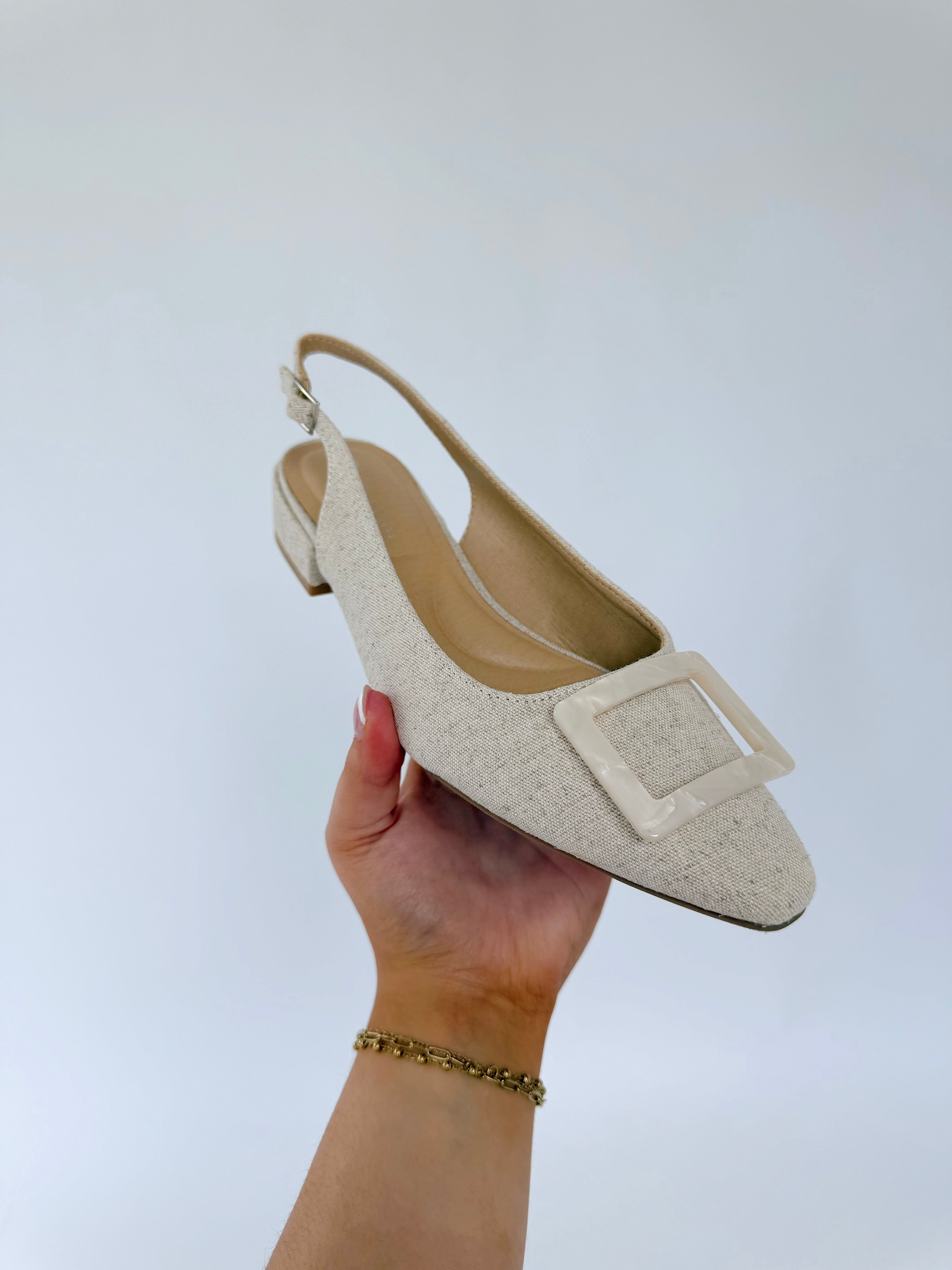 Sweetie Slingback Linen Angle