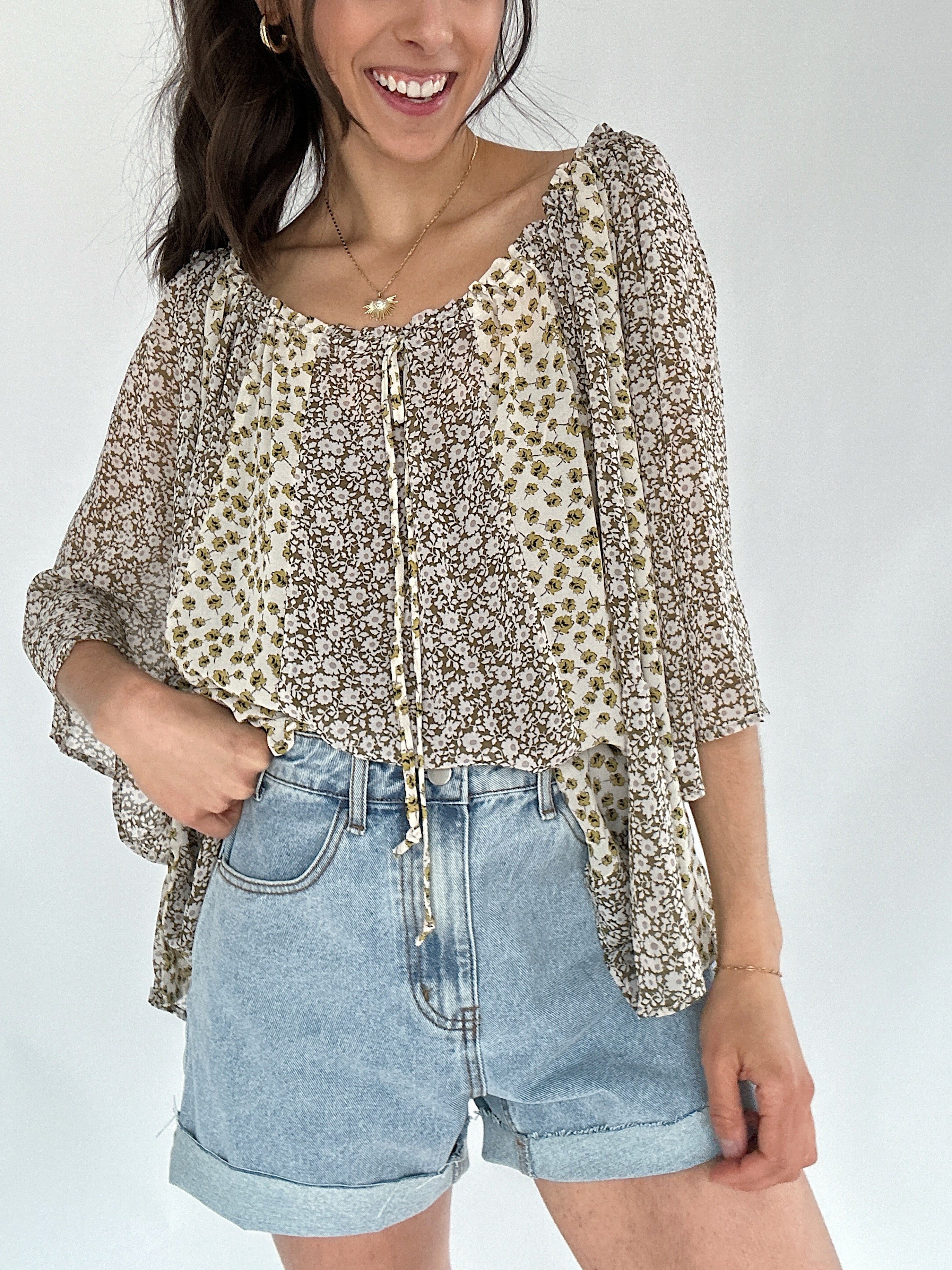 Sylvie Mixed Floral Top Front