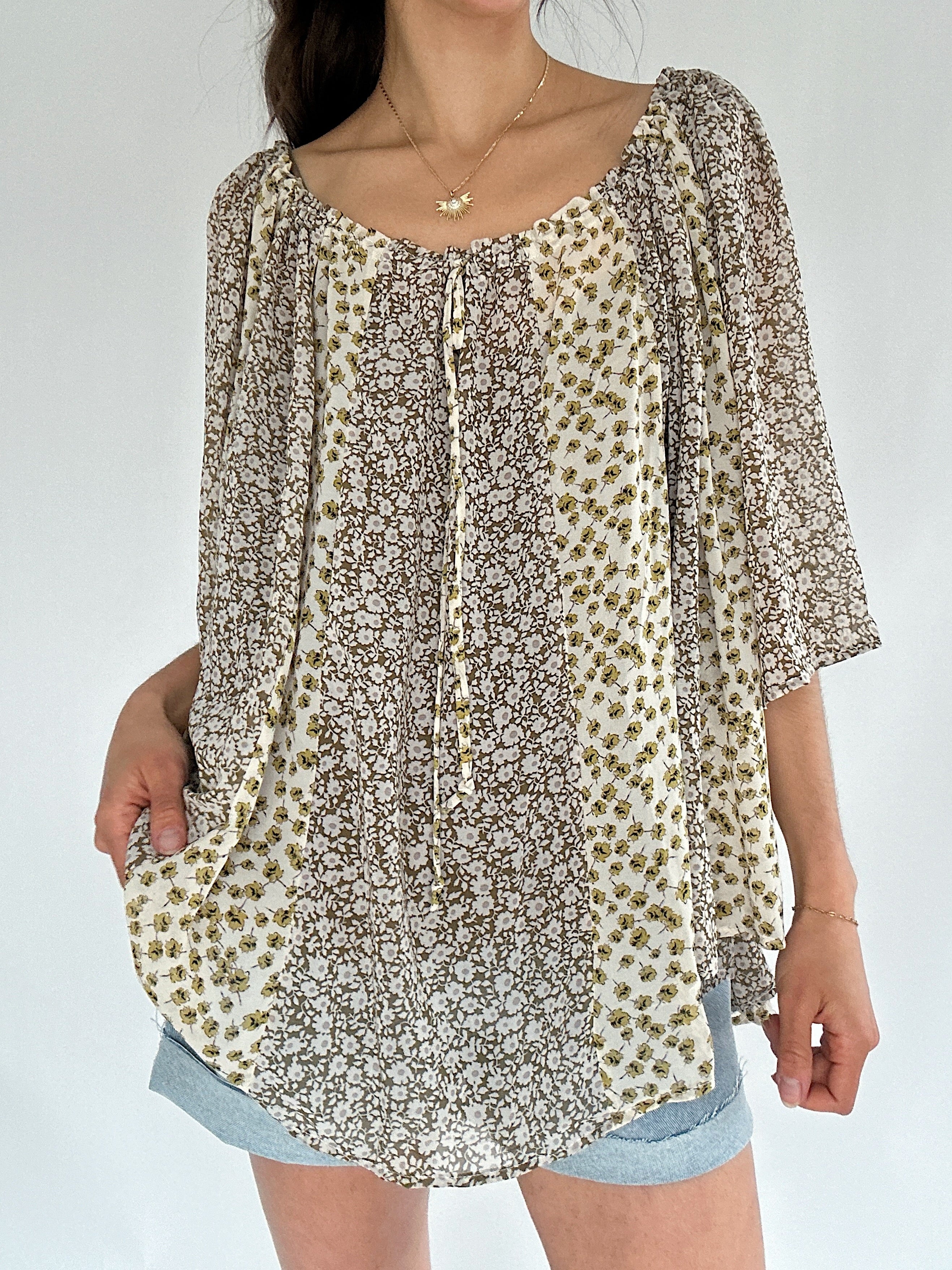 Sylvie Mixed Floral Top Front Untucked