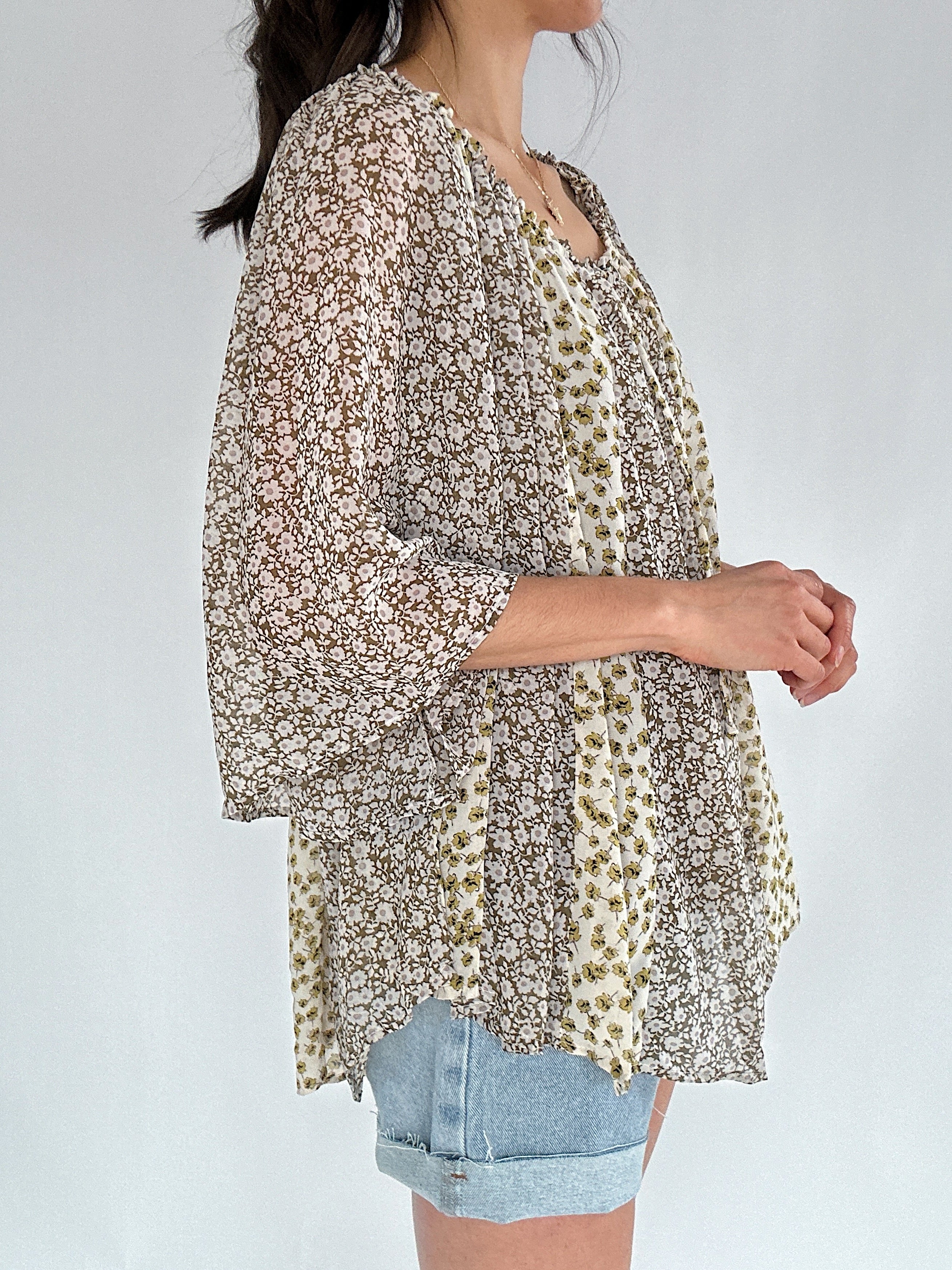 Sylvie Mixed Floral Top Side