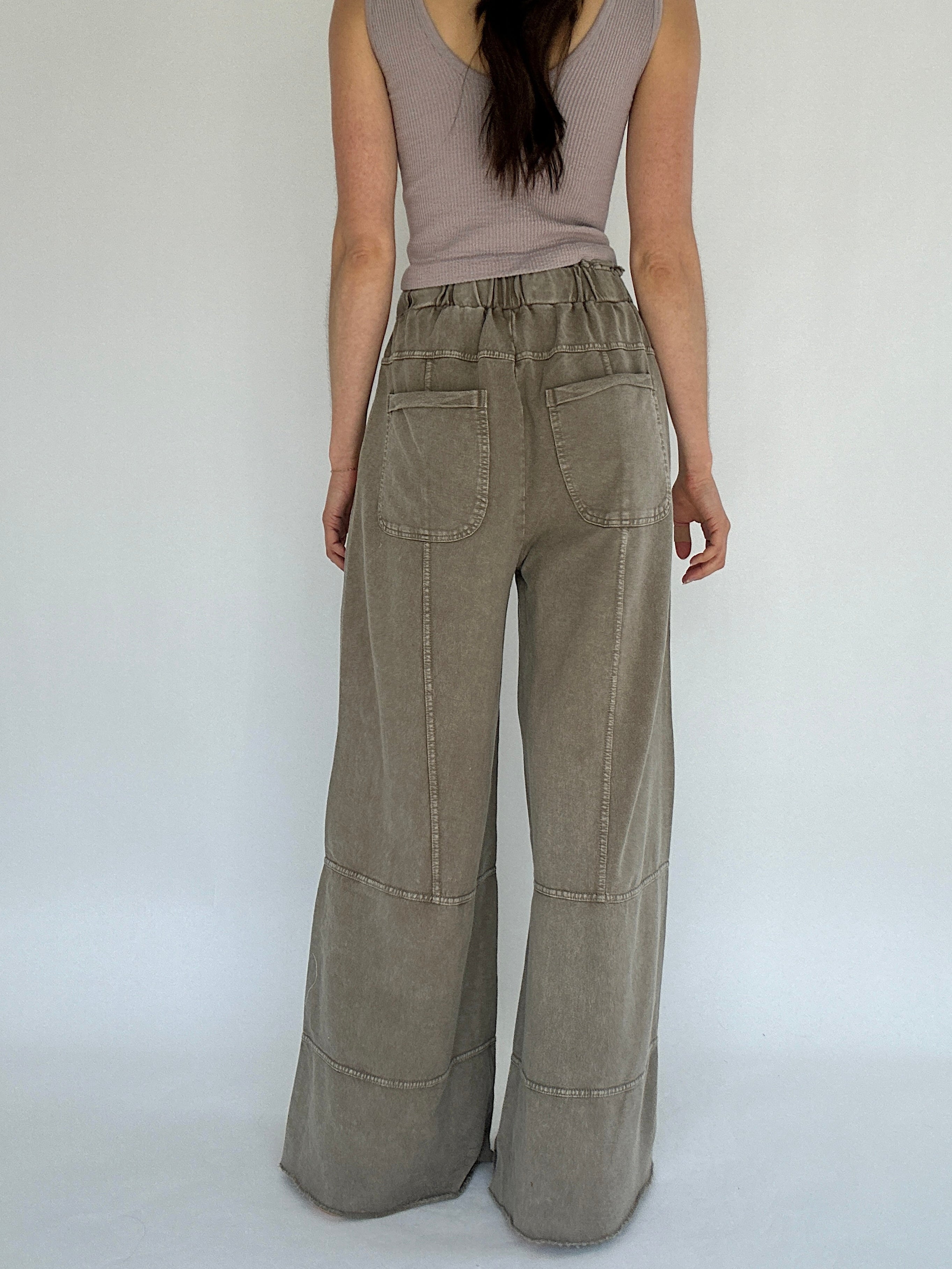 Take The Trip Wide Leg Pants Mocha Back
