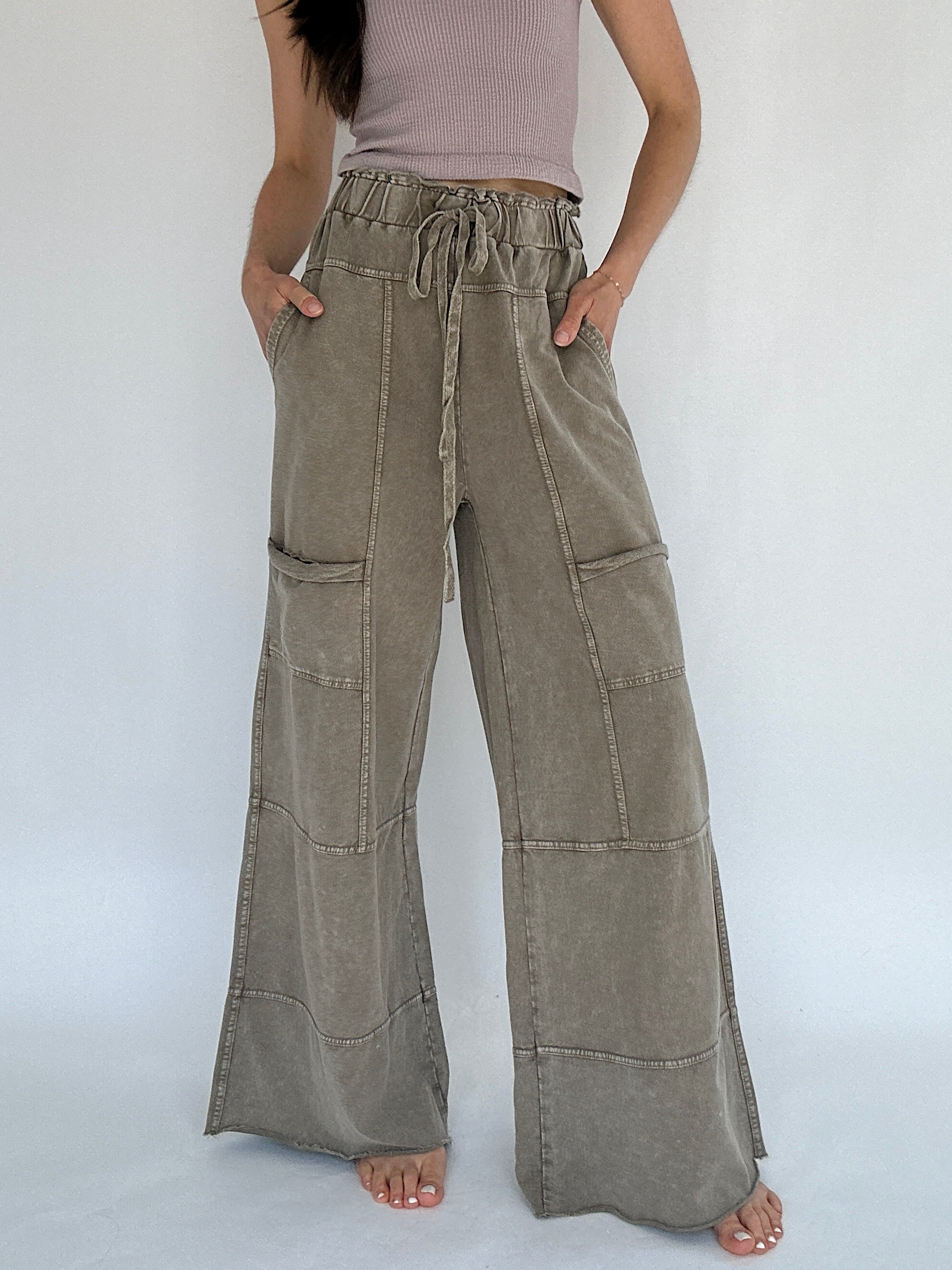 Take The Trip Wide Leg Pants Mocha Front