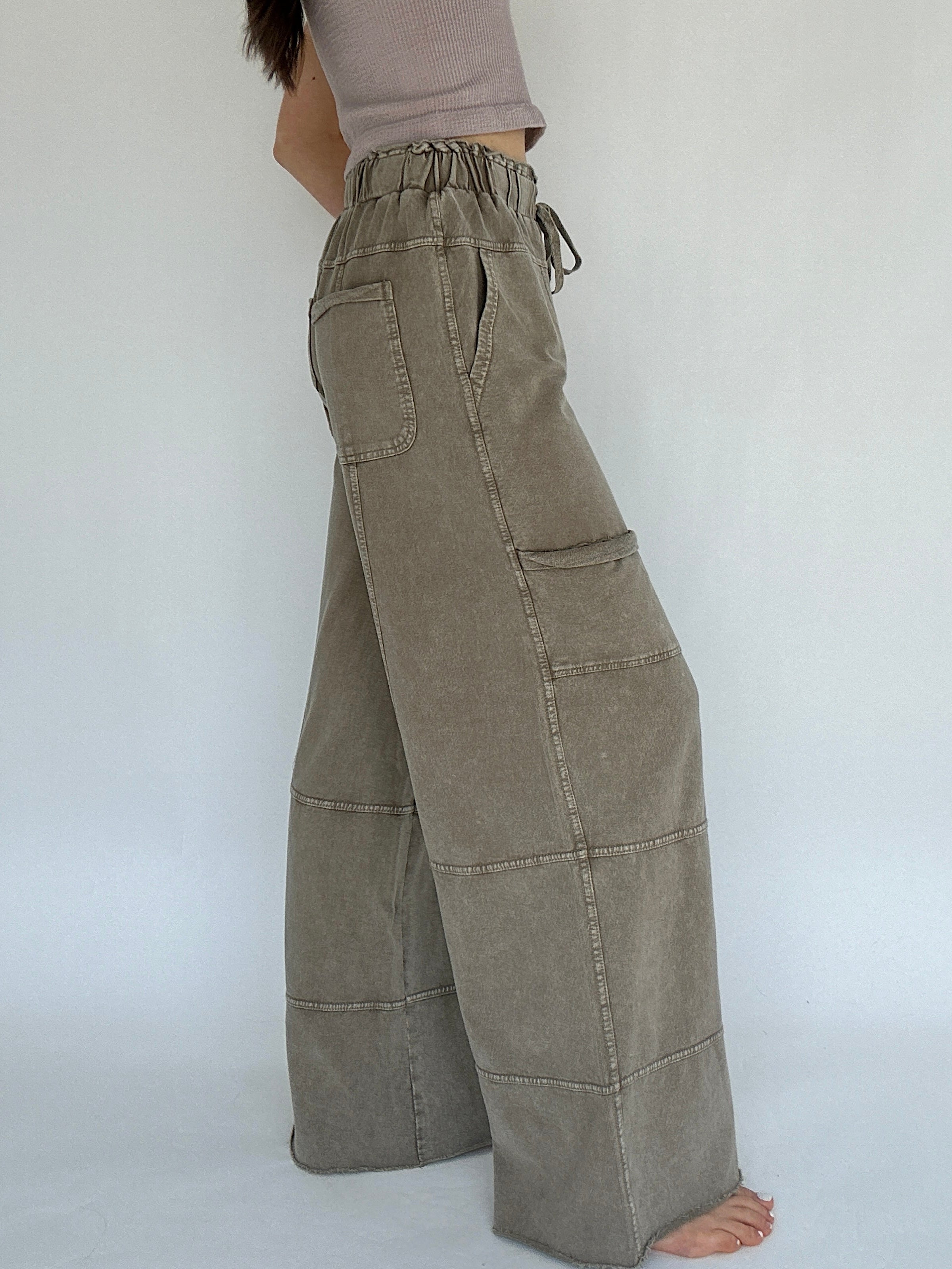 Take The Trip Wide Leg Pants Mocha Side