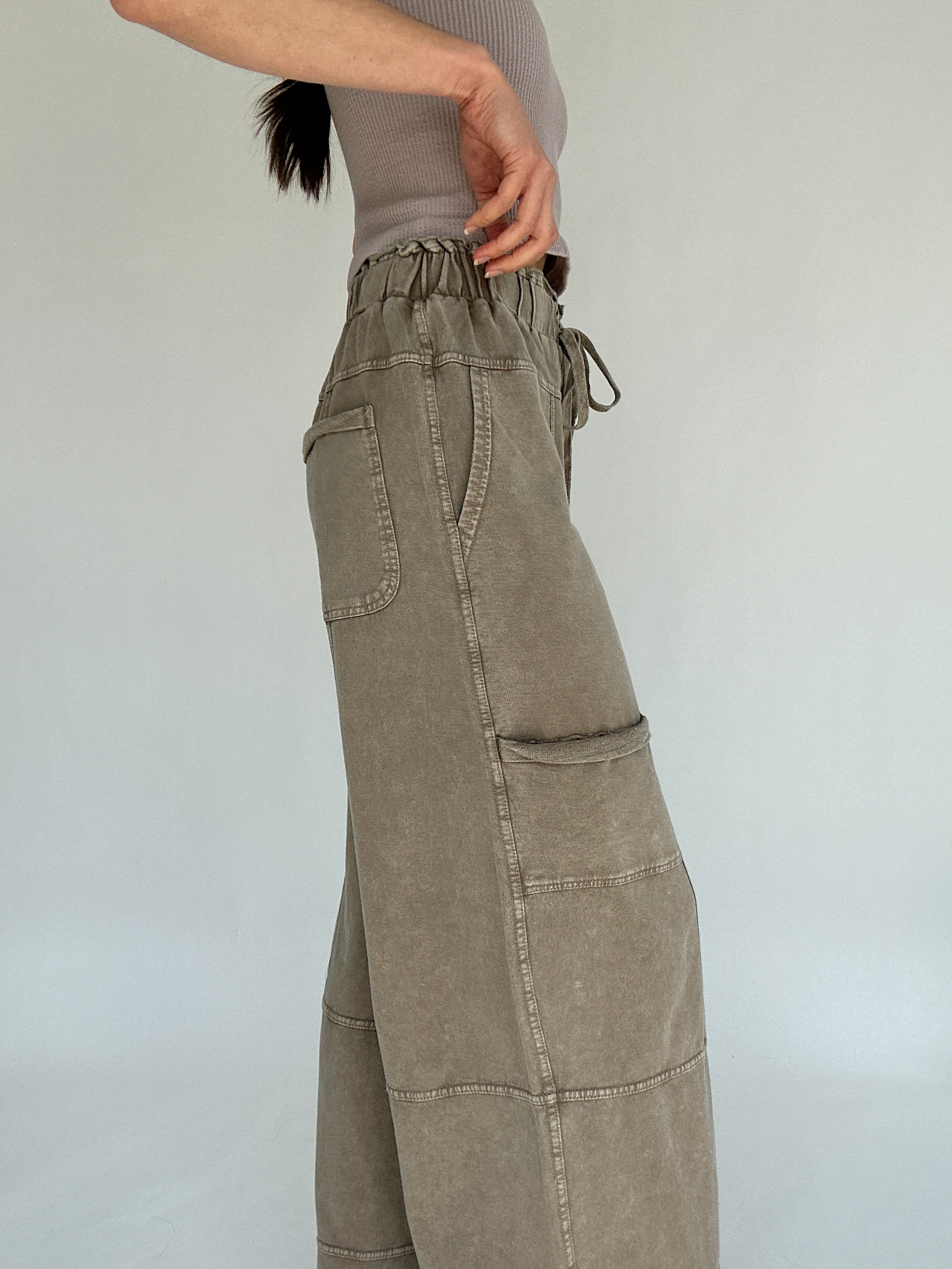 Take The Trip Wide Leg Pants Mocha Side