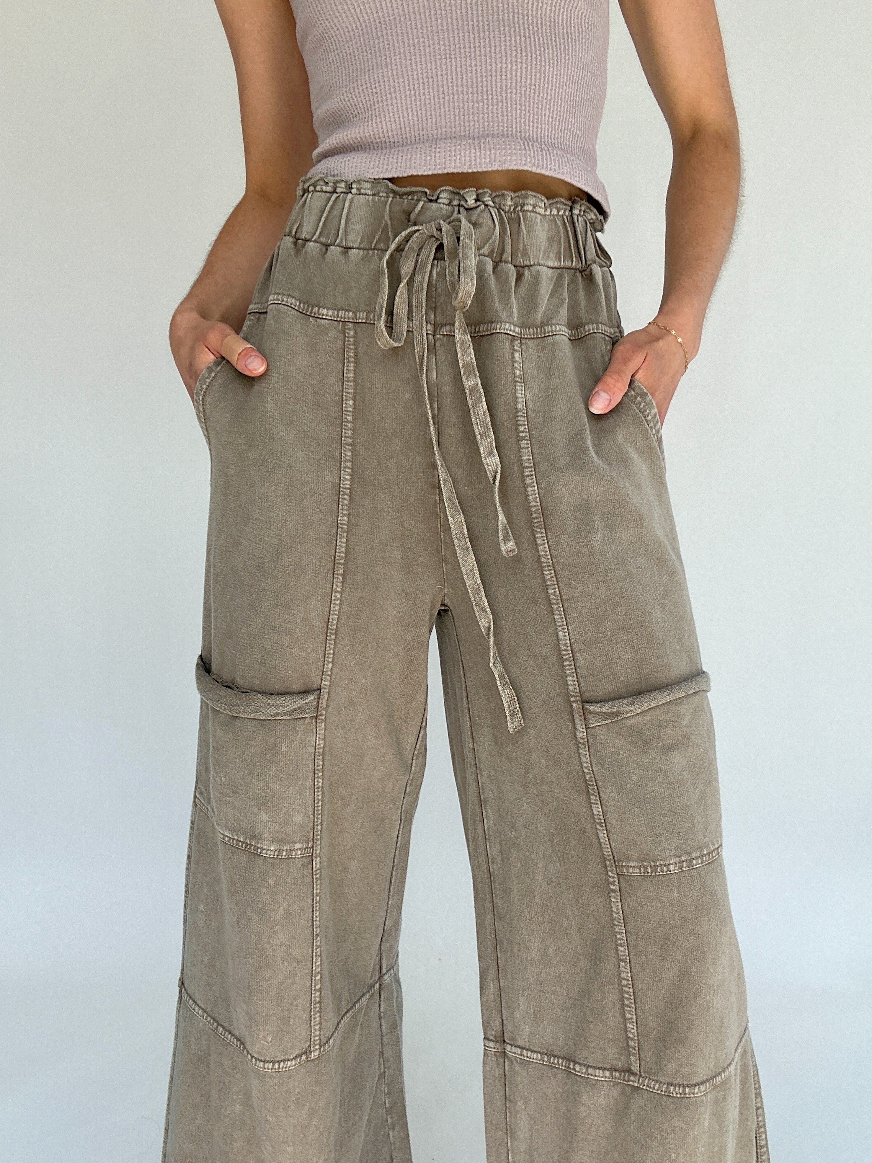 Take The Trip Wide Leg Pants Mocha Waist