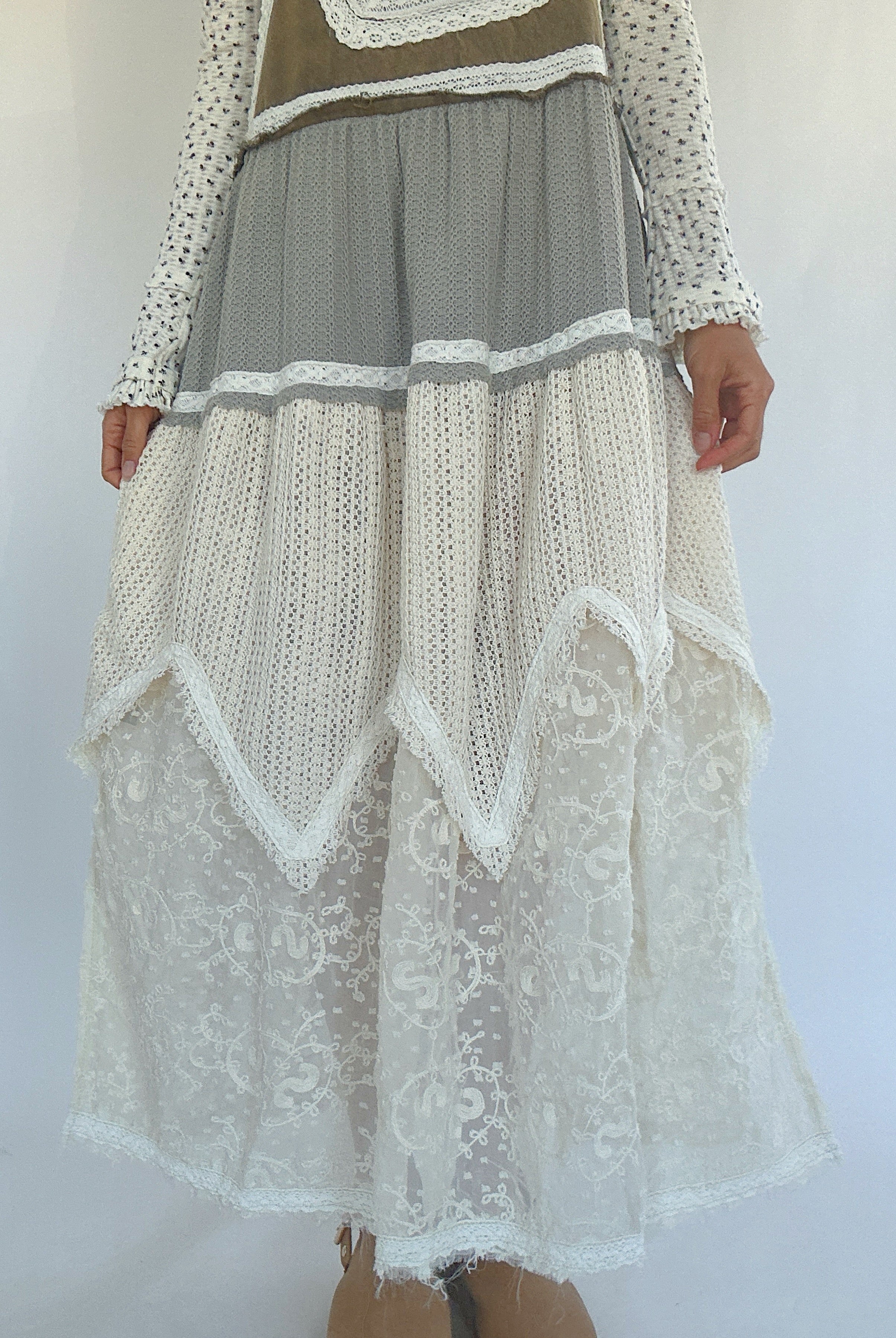 Talk It Up Overall Dress Olive Grey Skirt