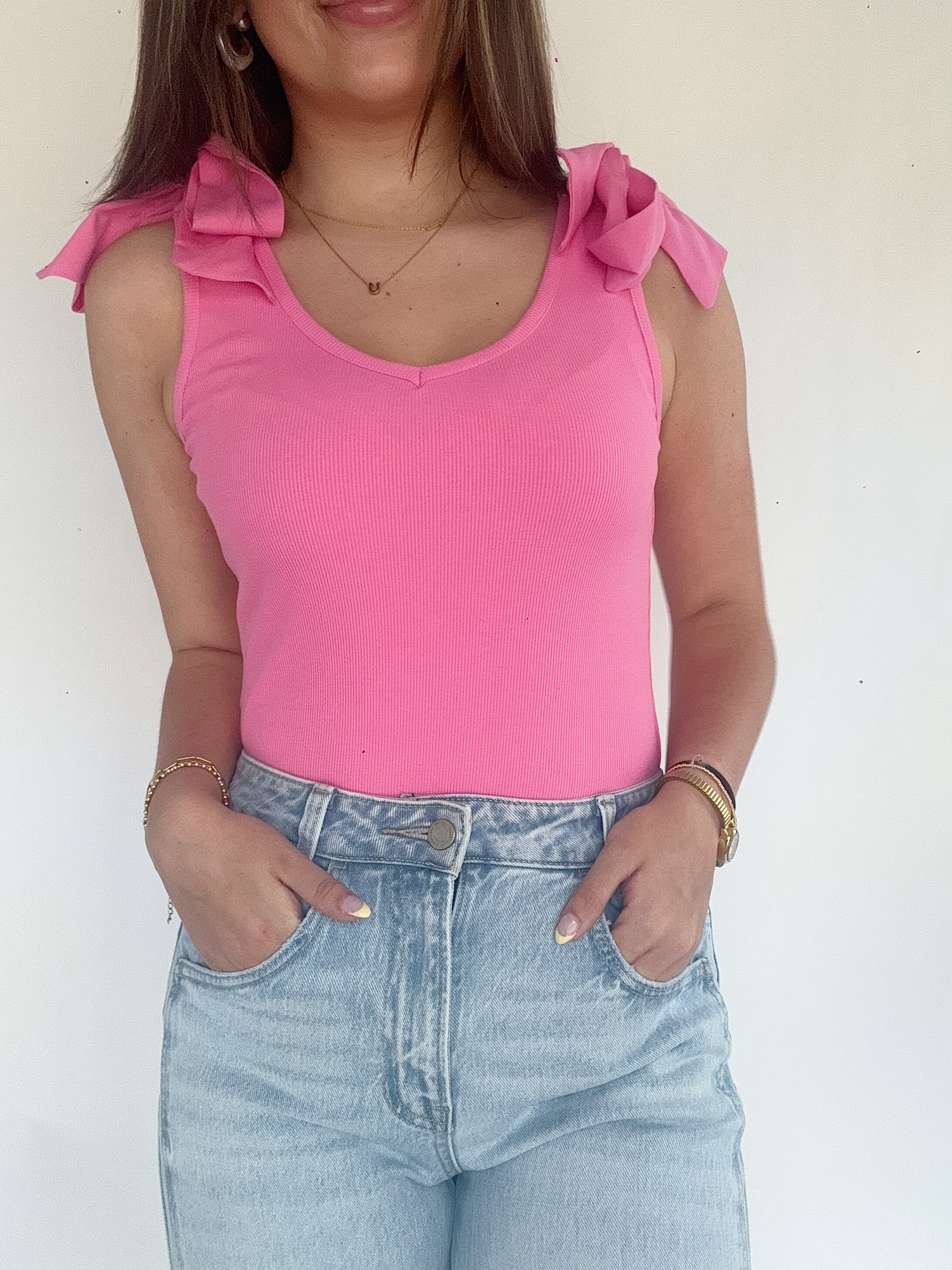 Tiebreaker Tank Pink Front