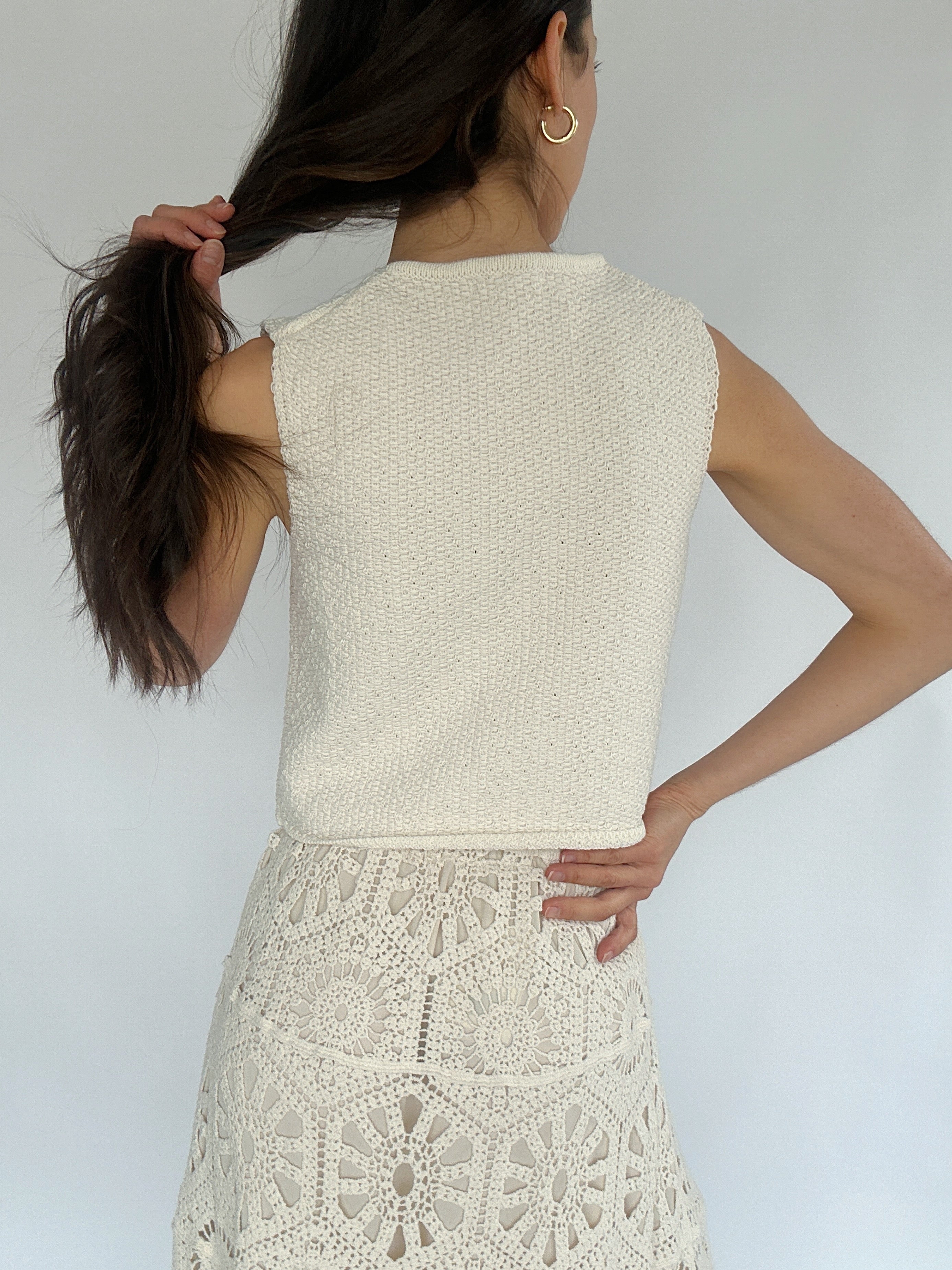 Tied Together Knit Top - Cream Black