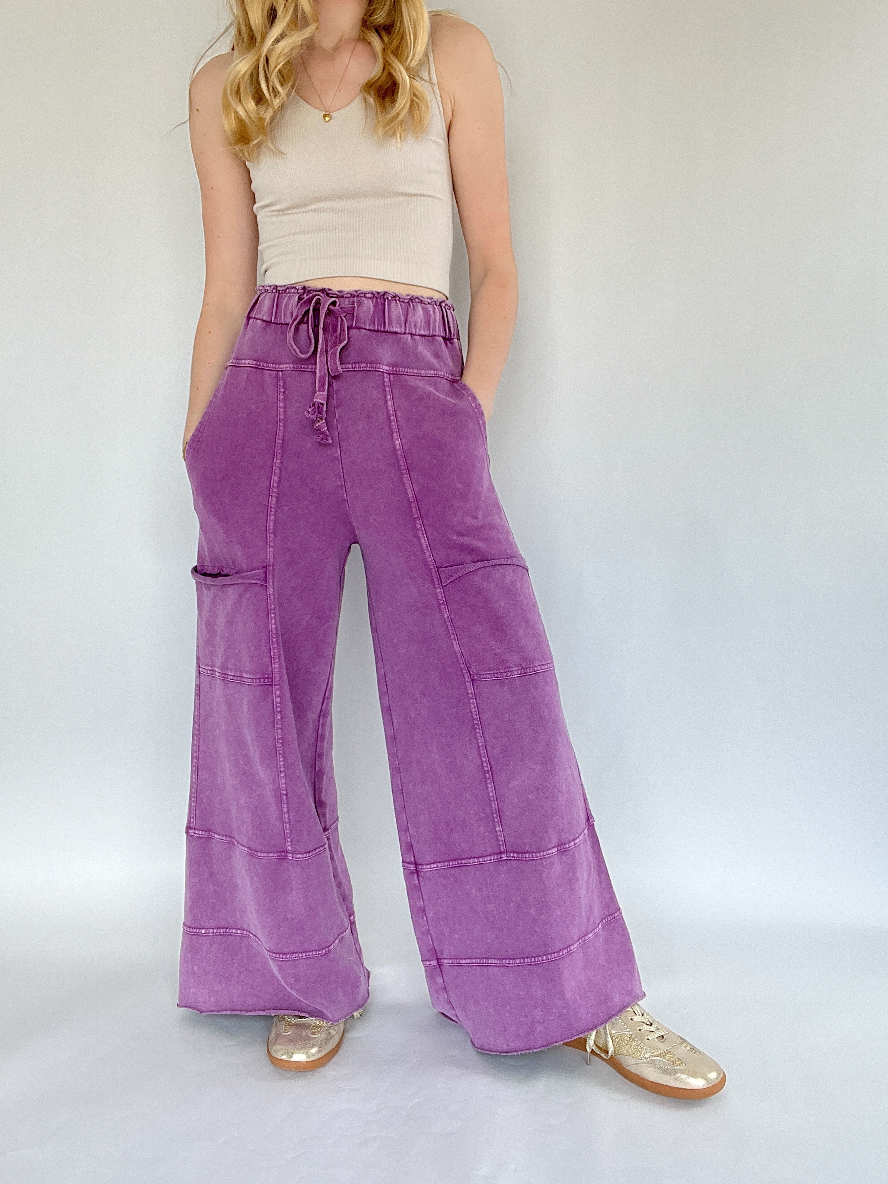 Traveller Wide Leg Pants Grape Front