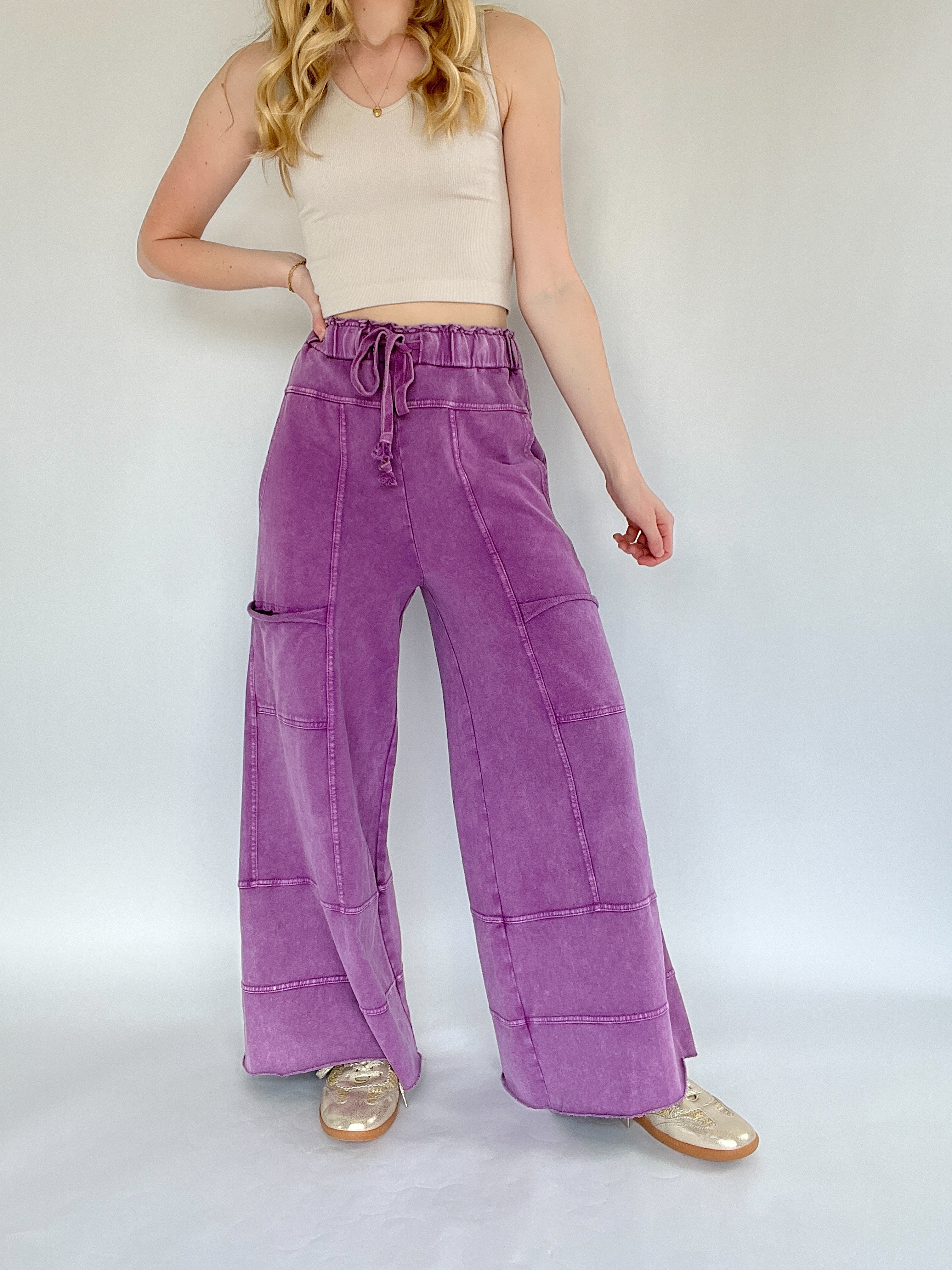 Traveller Wide Leg Pants Grape Front
