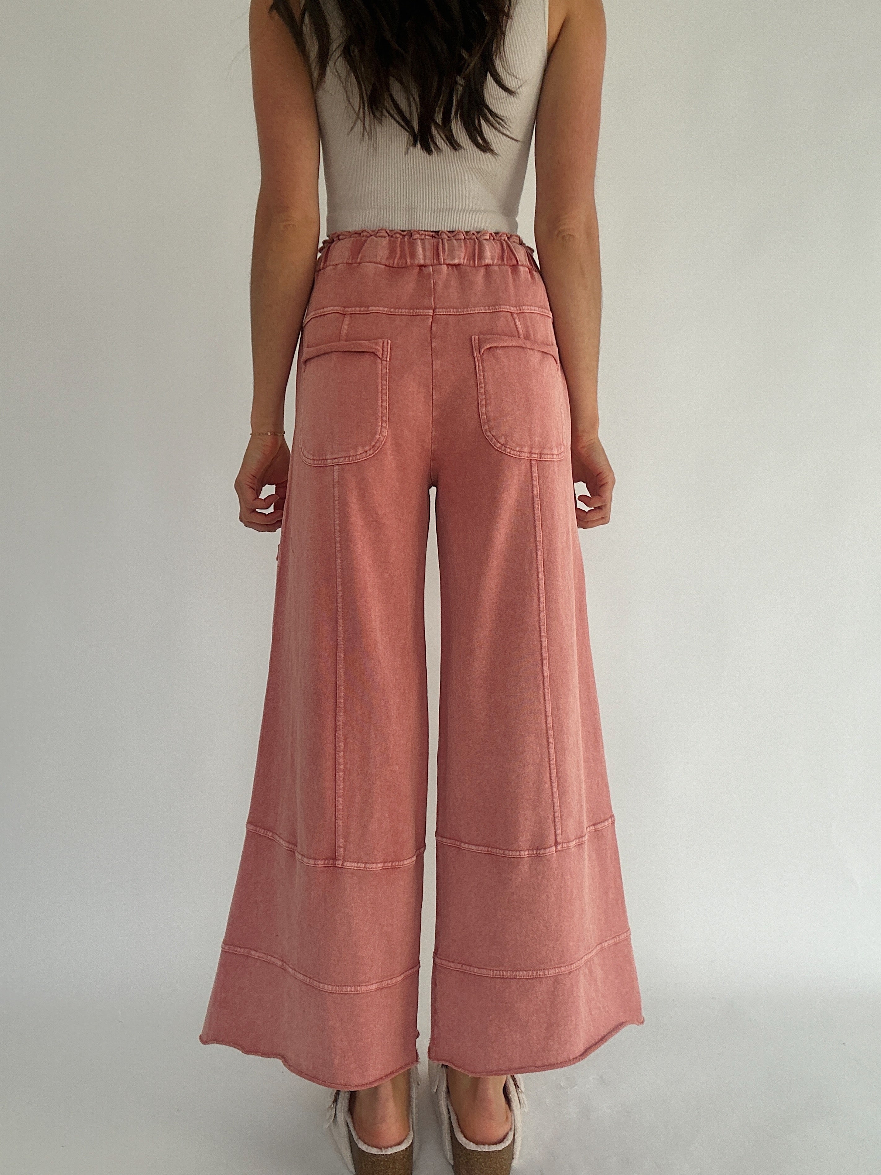 Traveller Wide Leg Pants Mauve Back