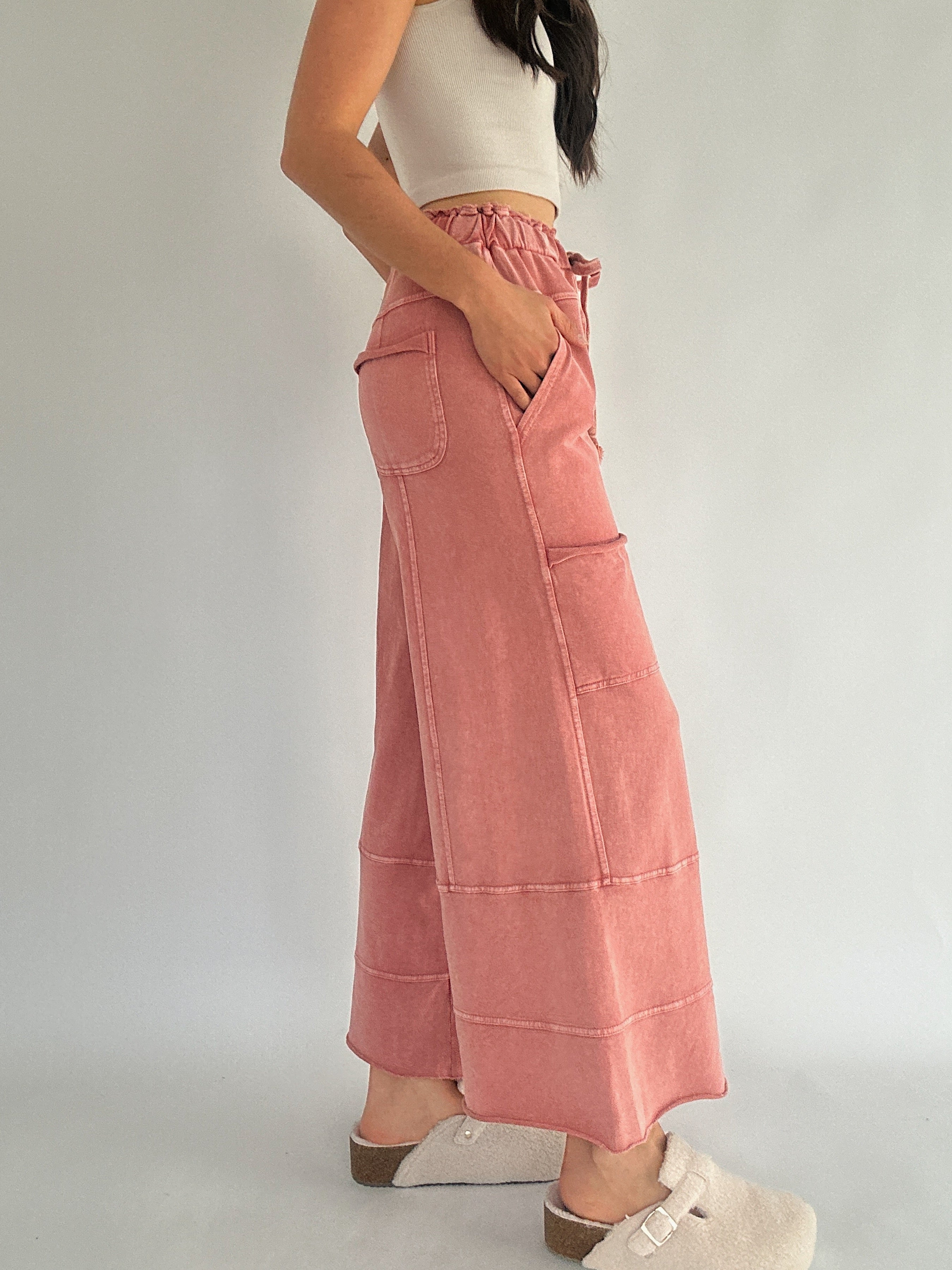 Traveller Wide Leg Pants Mauve Side