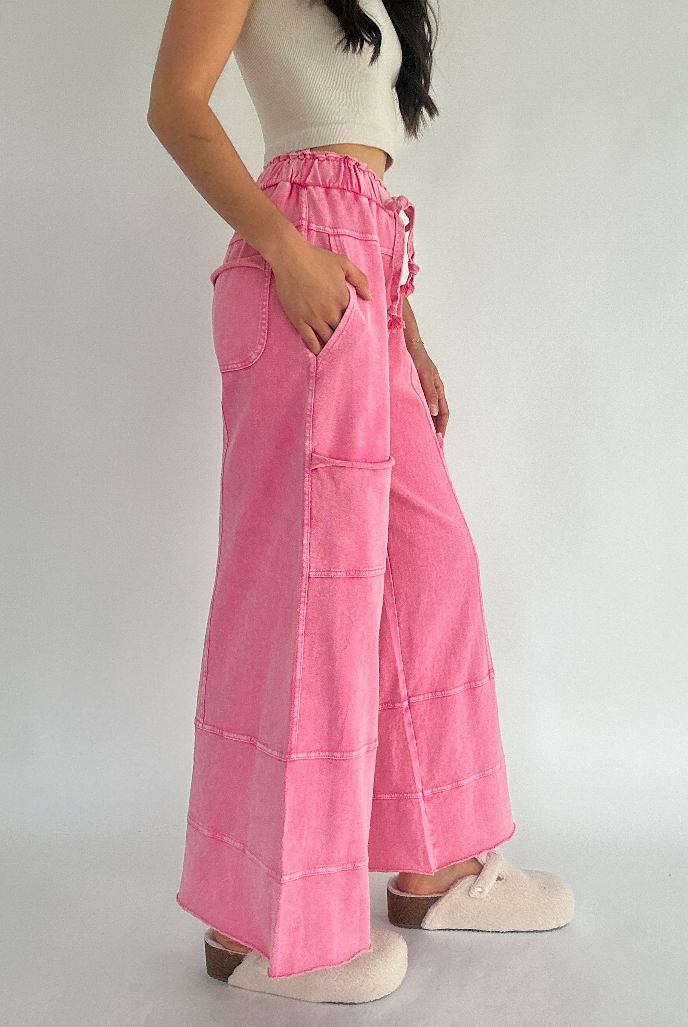Traveller Wide Leg Pants Pink Side