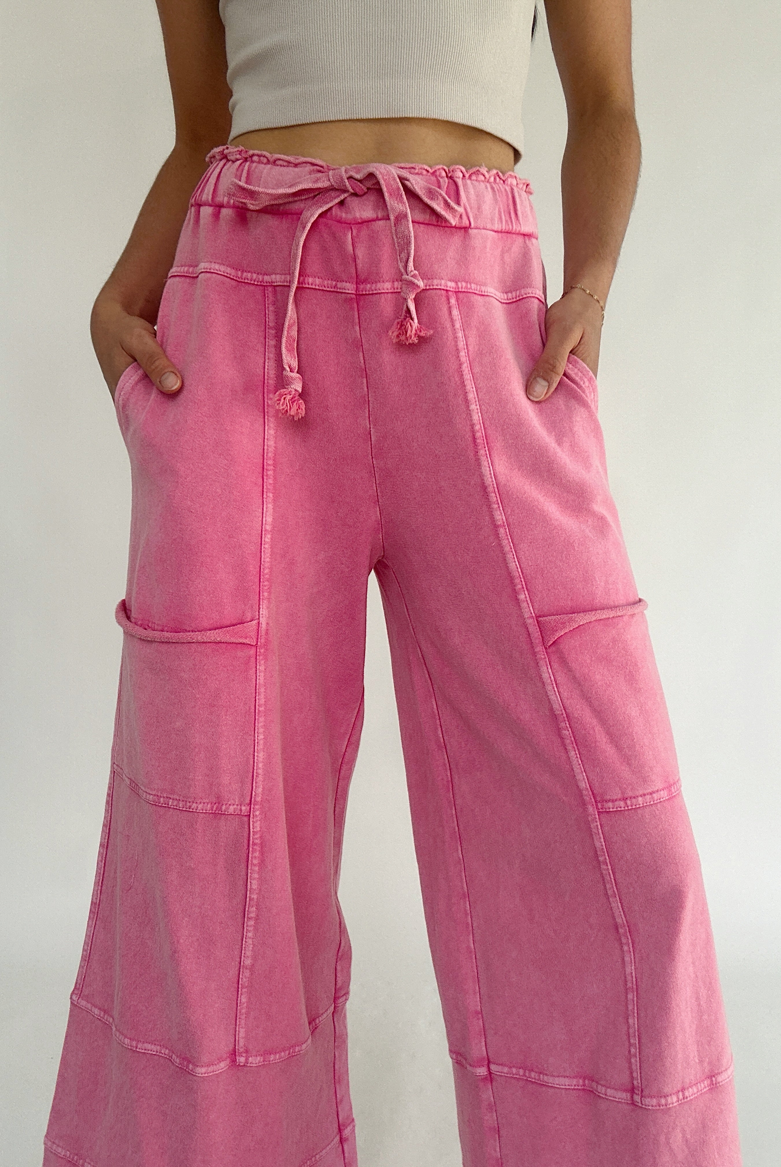 Traveller Wide Leg Pants Pink Waist