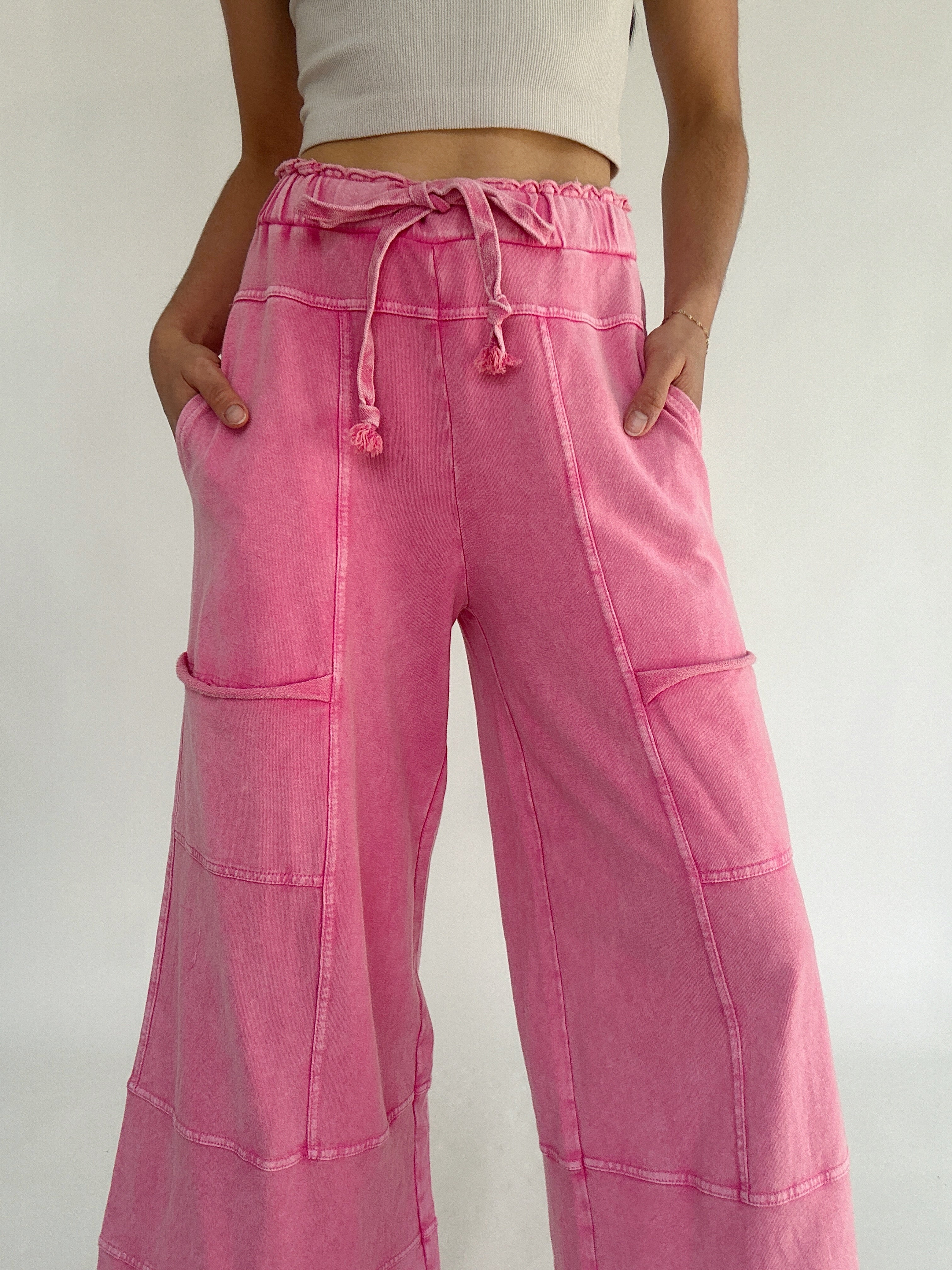Traveller Wide Leg Pants Pink Waist
