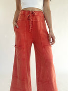 Traveller Wide Leg Pants Red Orange Top