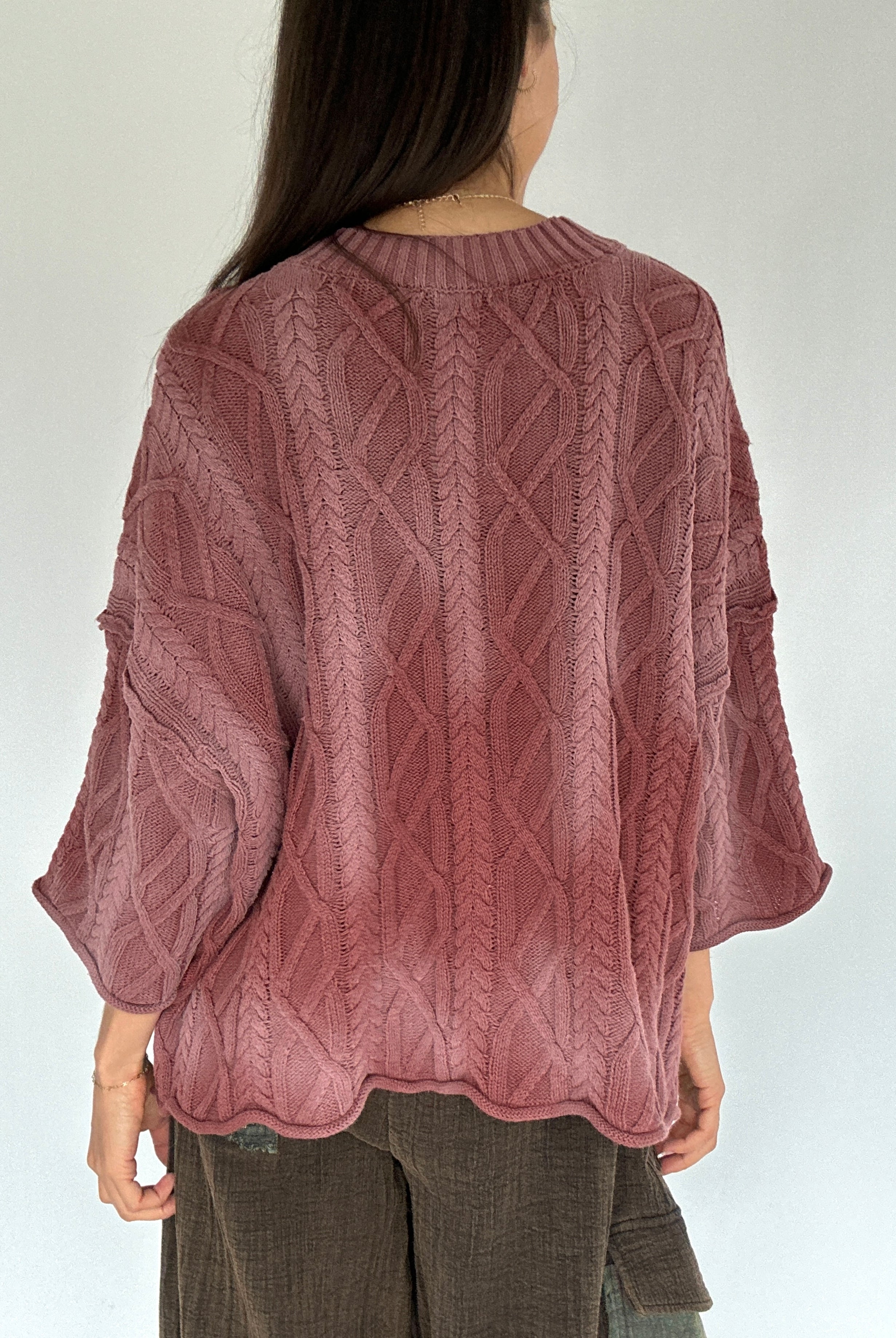 Wait Up Cable Sweater Back