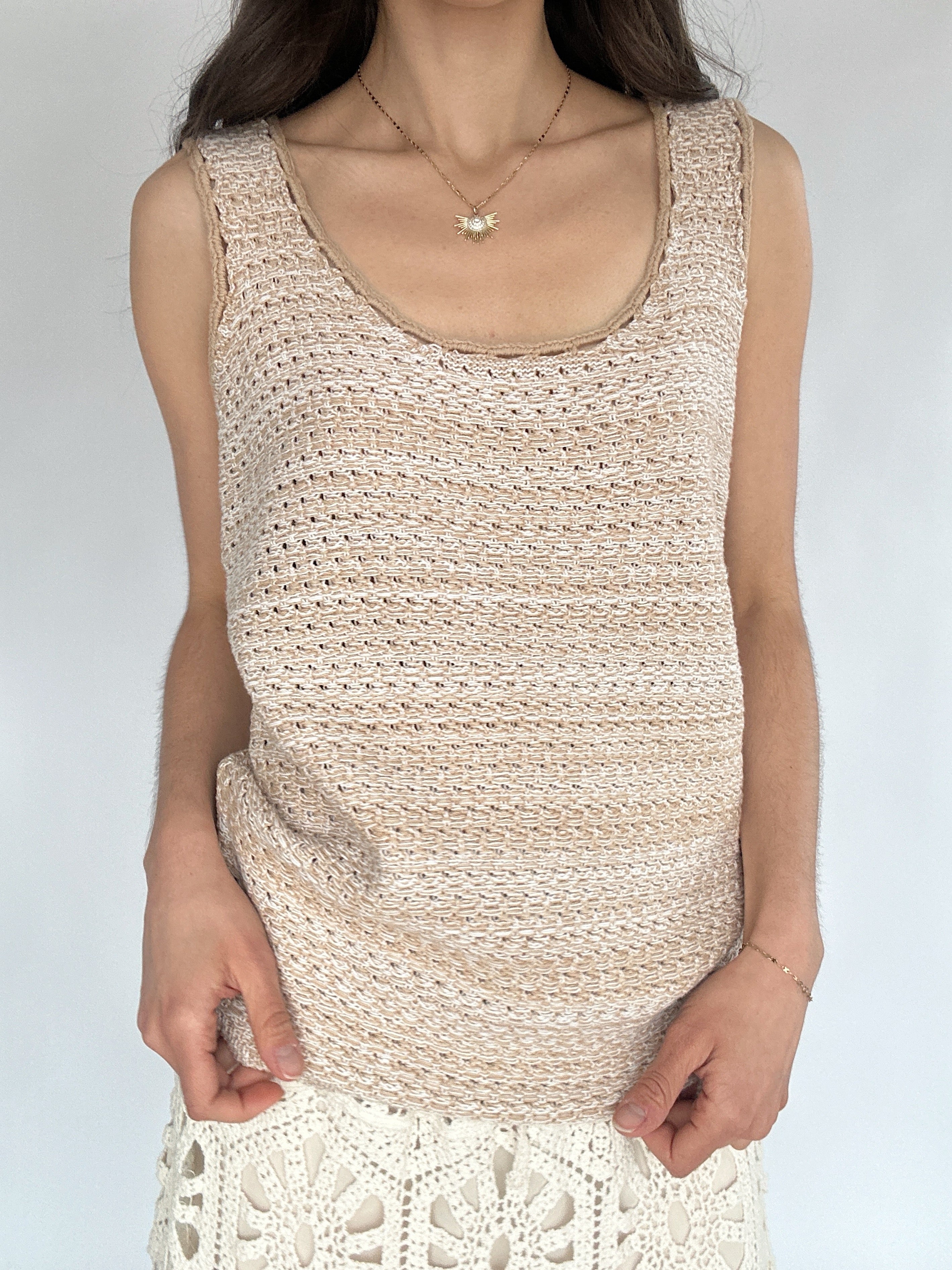 Warm Sand Knit Tank Front