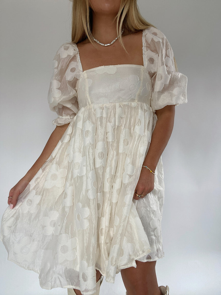 The Wren Eyelet Floral Lace Maxi Dress, White