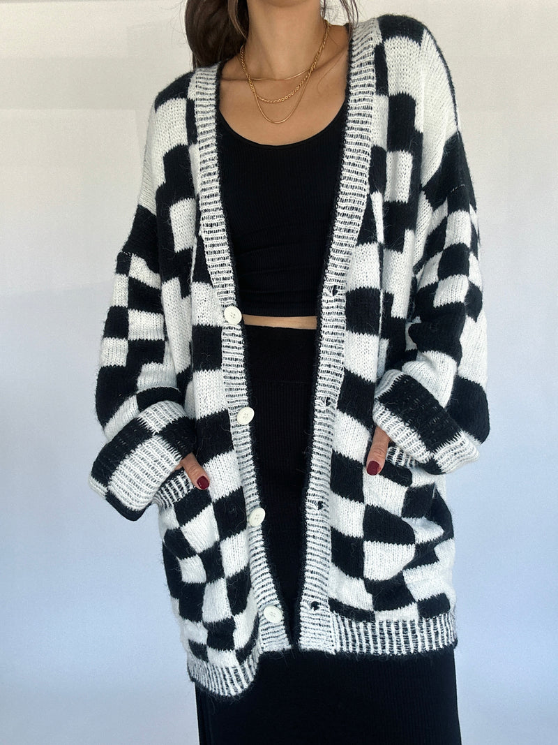 Encore Checkered Cardigan