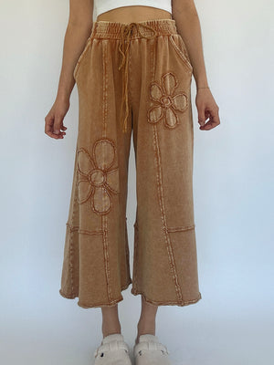 Flower Lane Wide Leg Pants - Almond