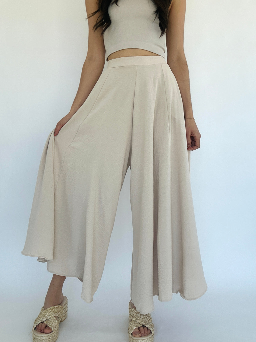 Coast To Coast Wide Leg Pants - Natural