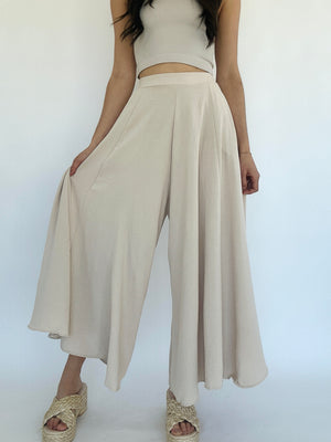 Coast To Coast Wide Leg Pants - Natural