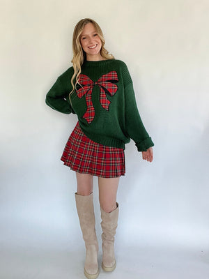 Mariah Plaid Bow Sweater