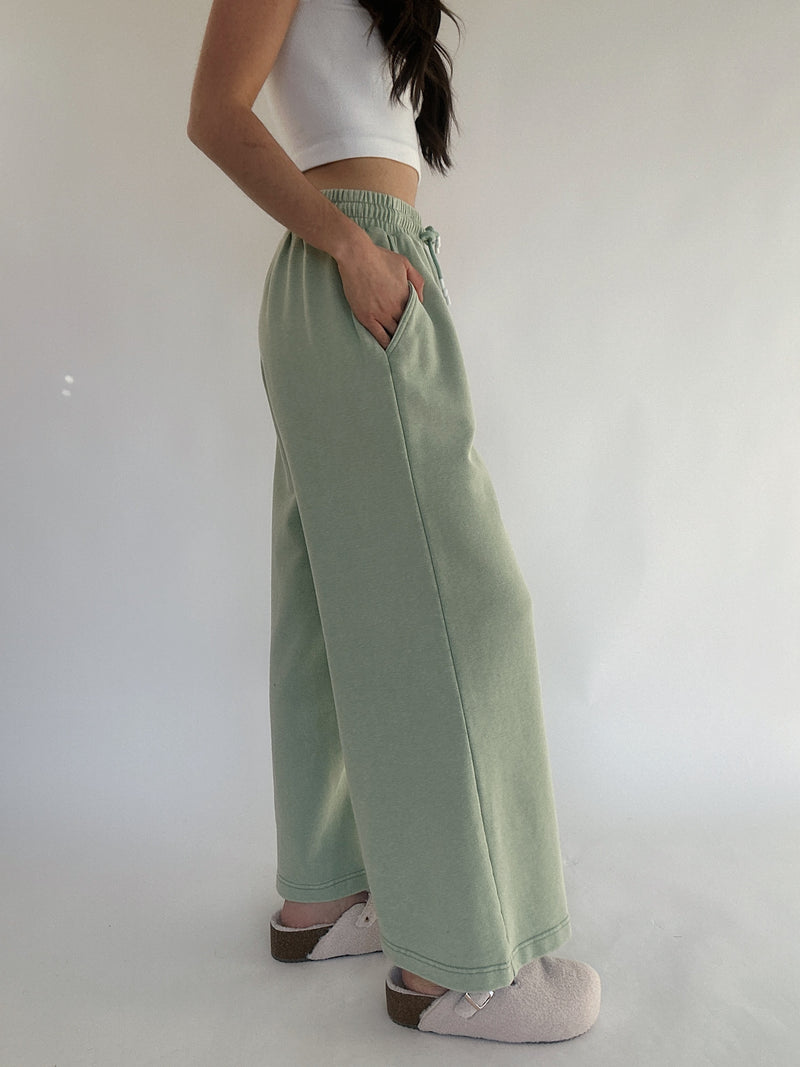 Blossom Flower Patch Wide Leg Pants - Sage