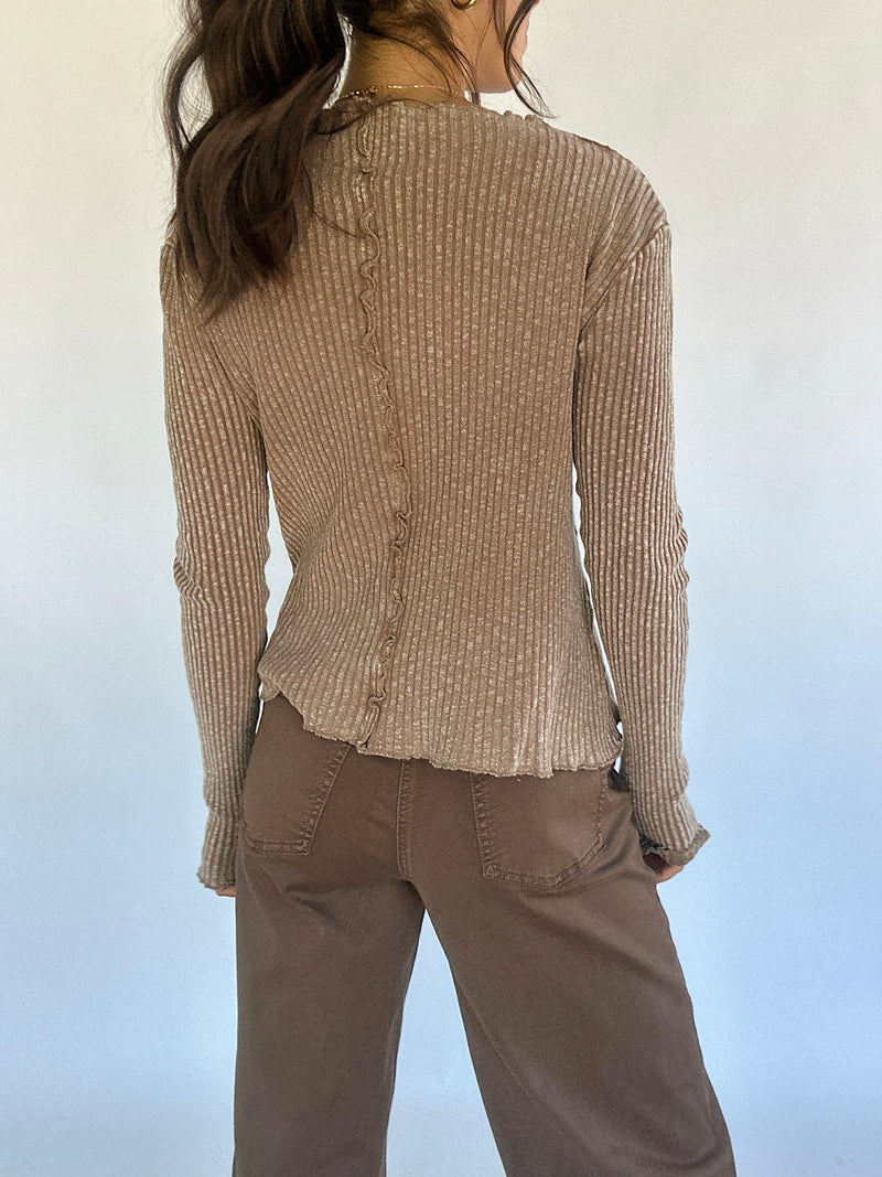 Avalon Rib Knit Top - Mocha