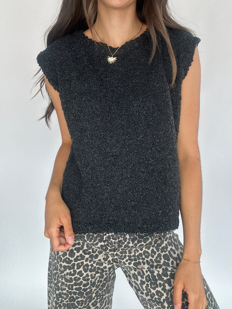 Chance Sleeveless Knit Top - Black