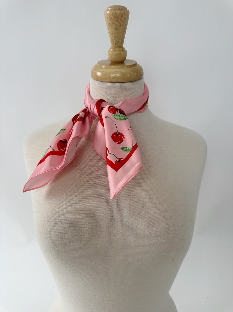 Cherry Bandana Scarf - Pink