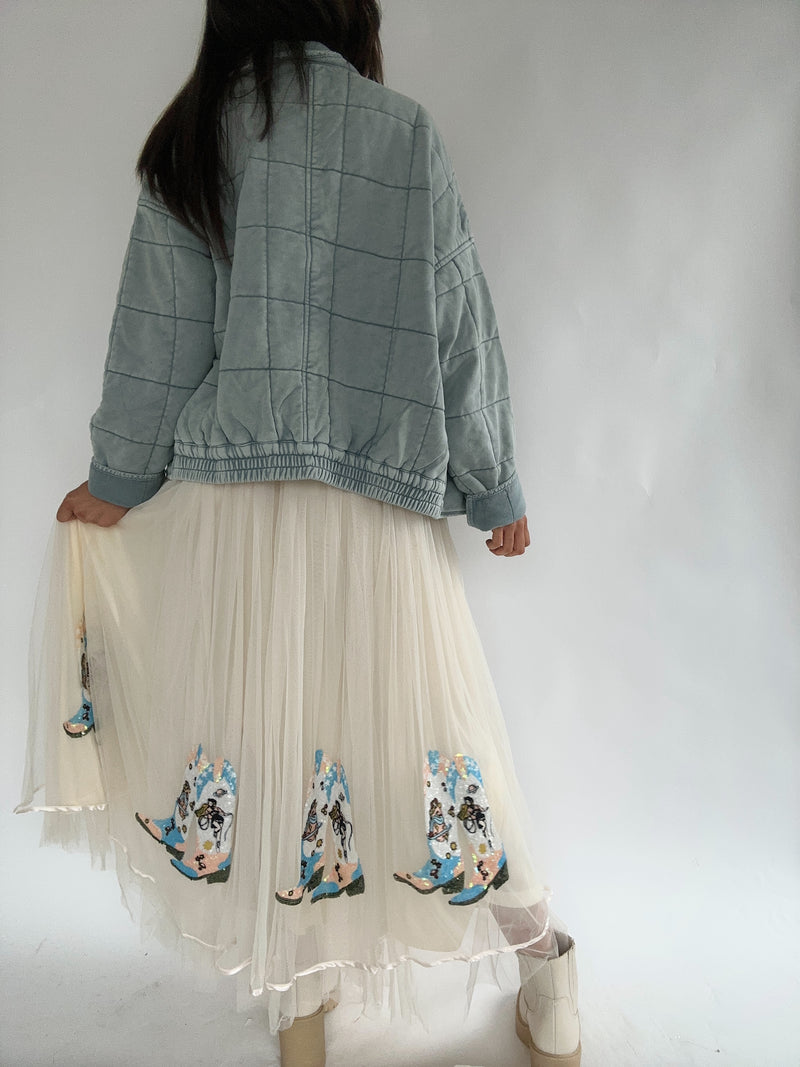 Cowgirl Boots Tulle Maxi Skirt