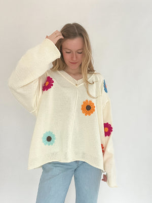 Flower Patch Sweater - Cream