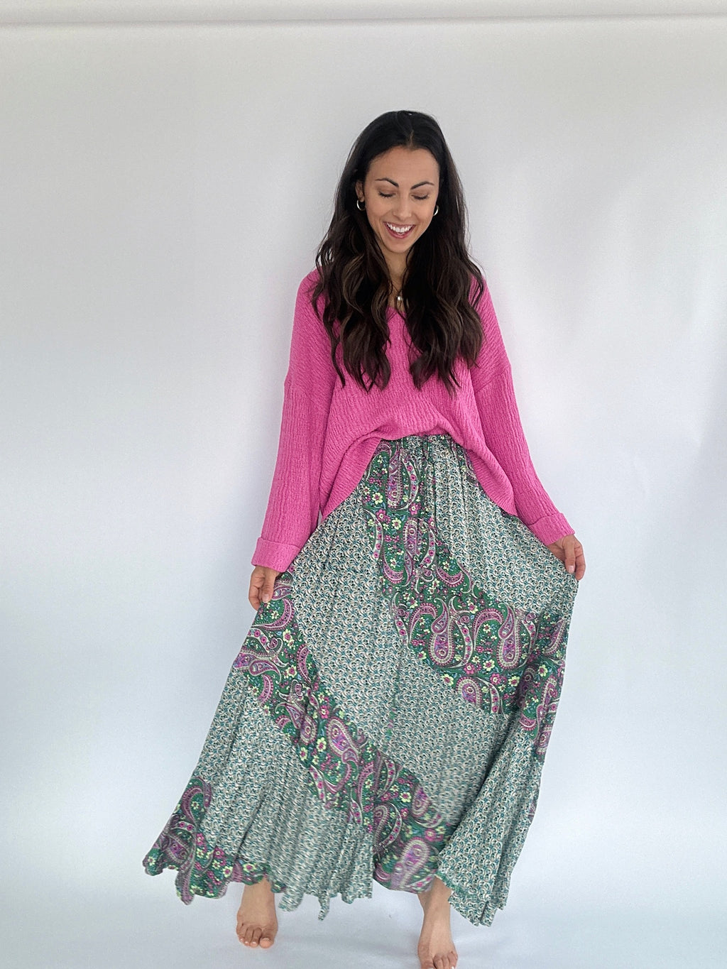 Through Your Lens Maxi Skirt - Green