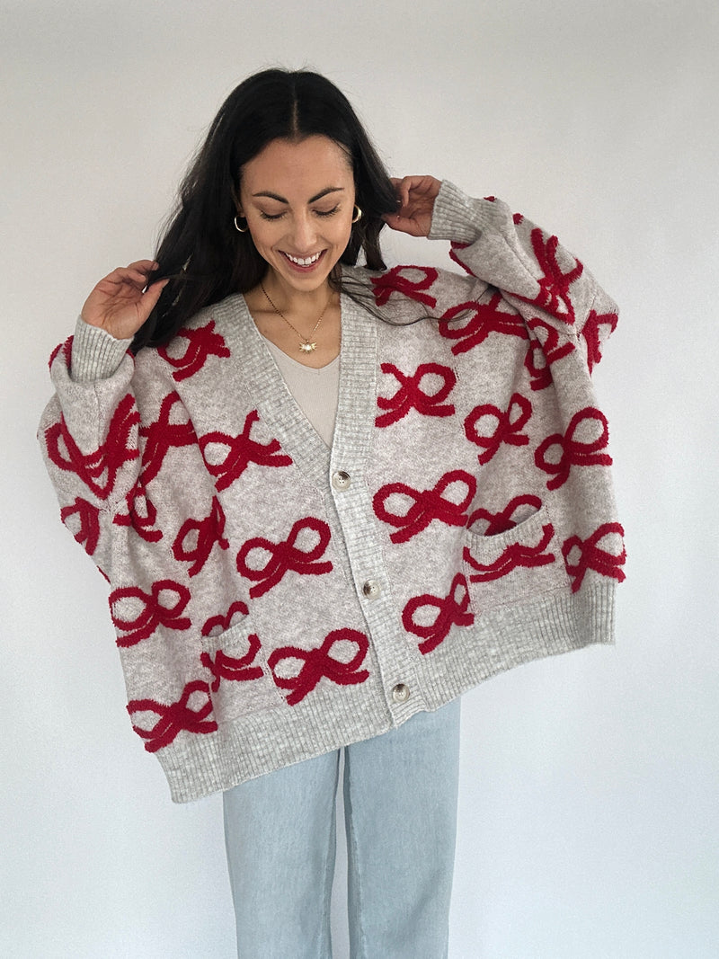 So True Bow Cardigan - Red