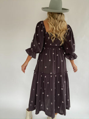 Ophelia Embroidered Dress - Midnight